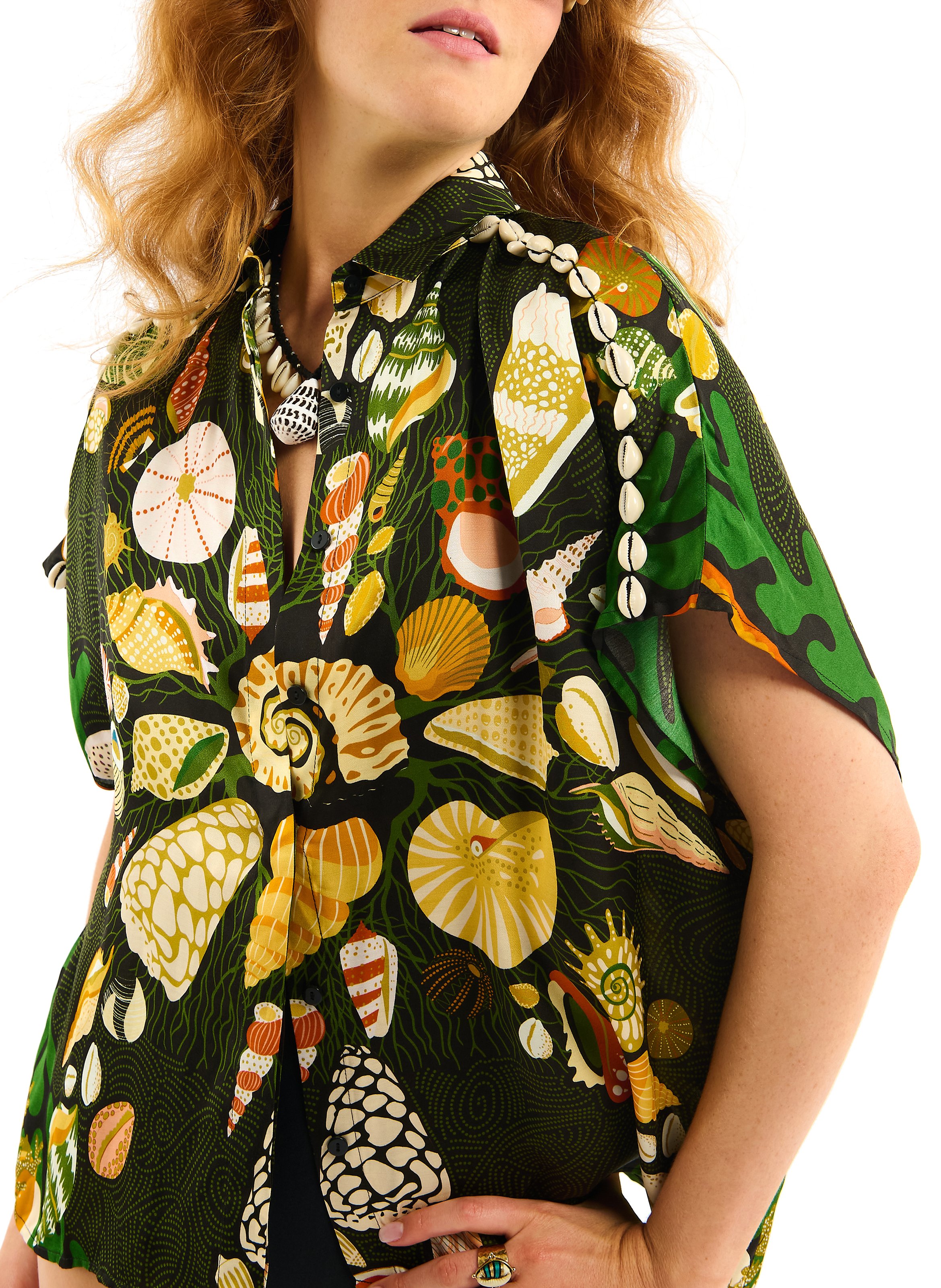 Straight printed shirt with classic collar WILD Black