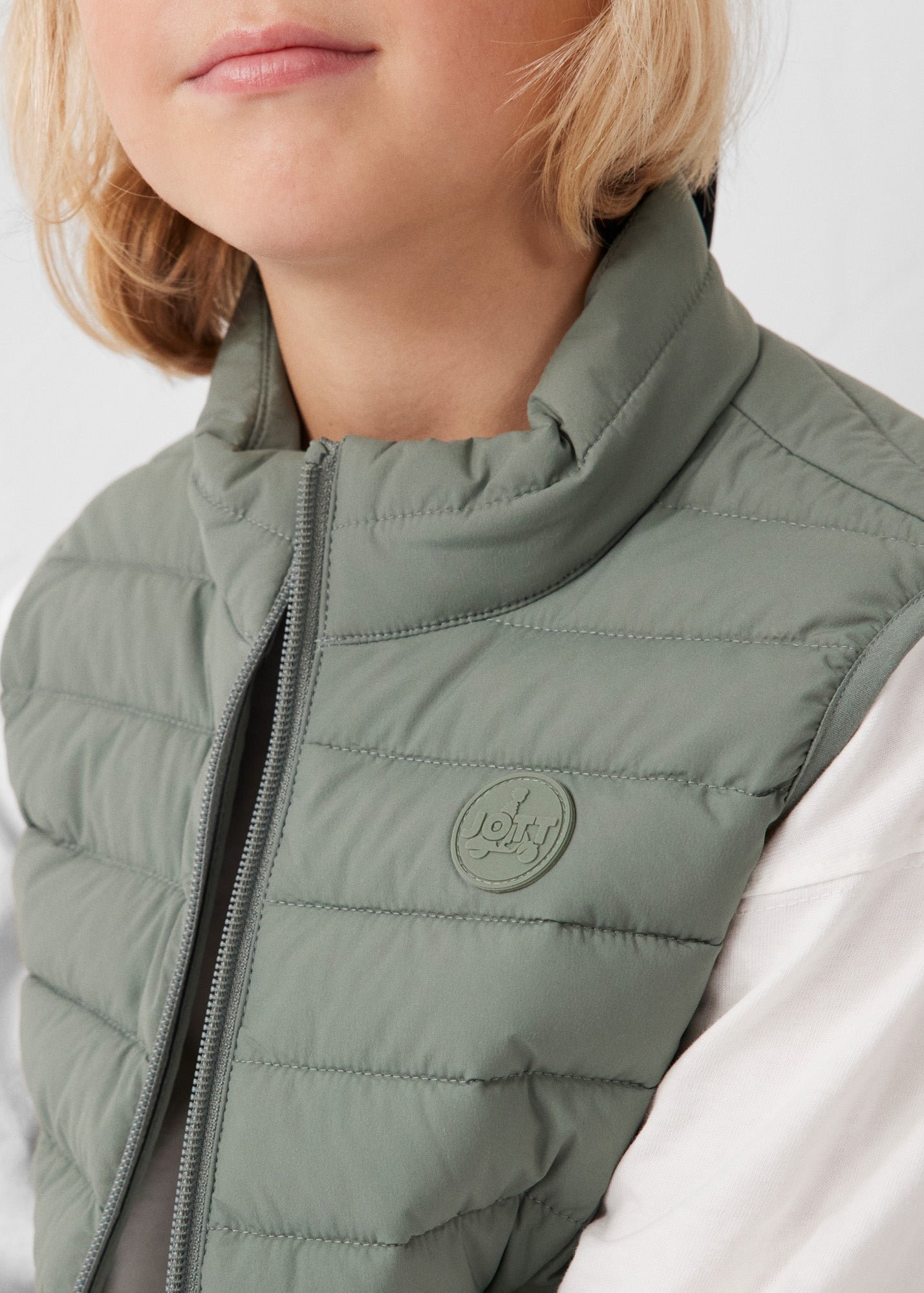 Stretch sleeveless children's down vest Soan JOTT Green