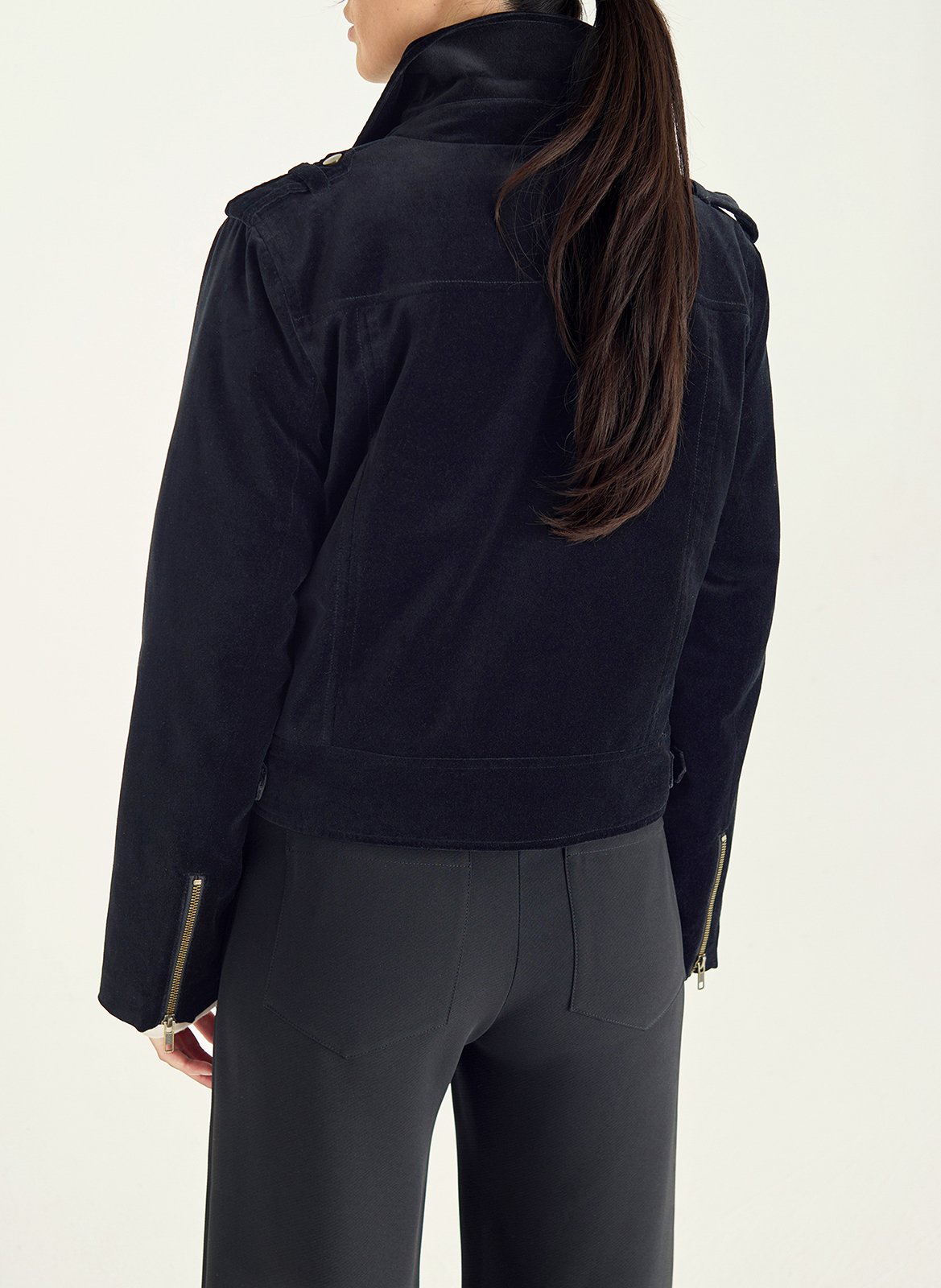 Straight cotton jacket with tailored collar ACOTE Black