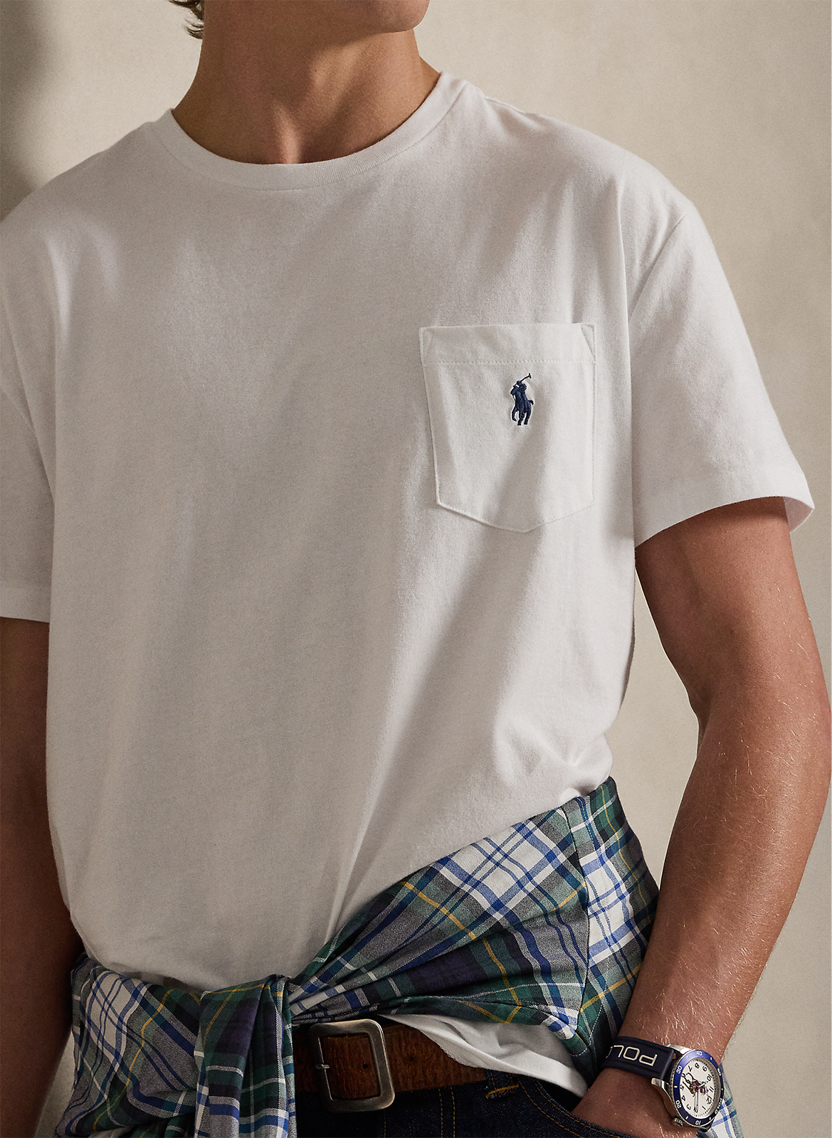 Besticktes Rundhals-T-Shirt aus Baumwolle, Classic Fit POLO RALPH LAUREN Weiss