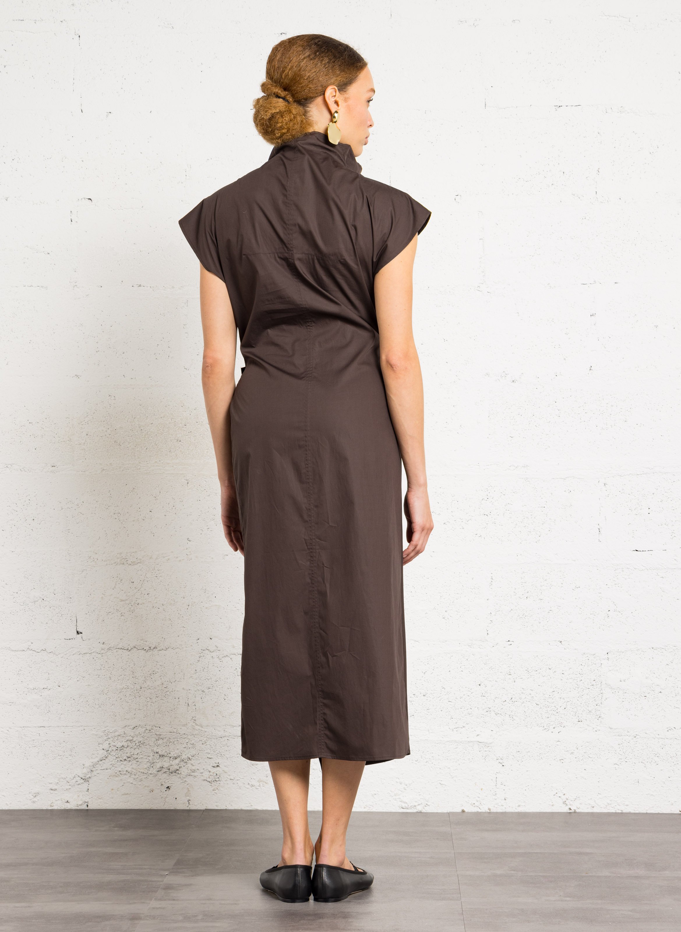 Einfarbiges langes Wickelkleid SOEUR Braun