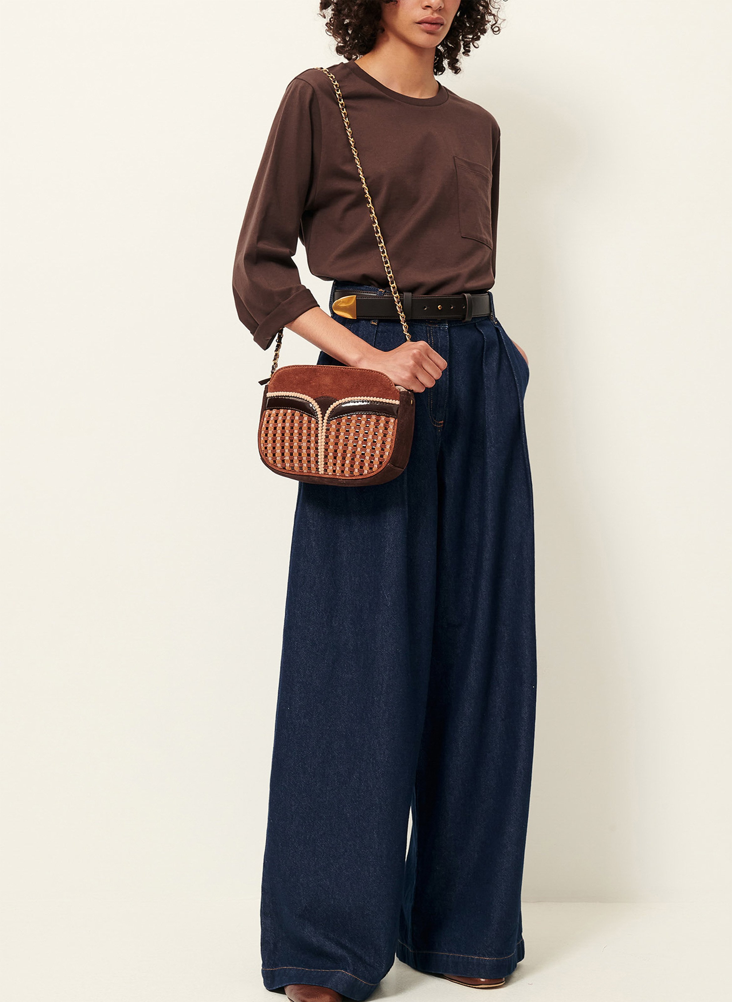 Oversized cotton T-shirt SESSUN Brown
