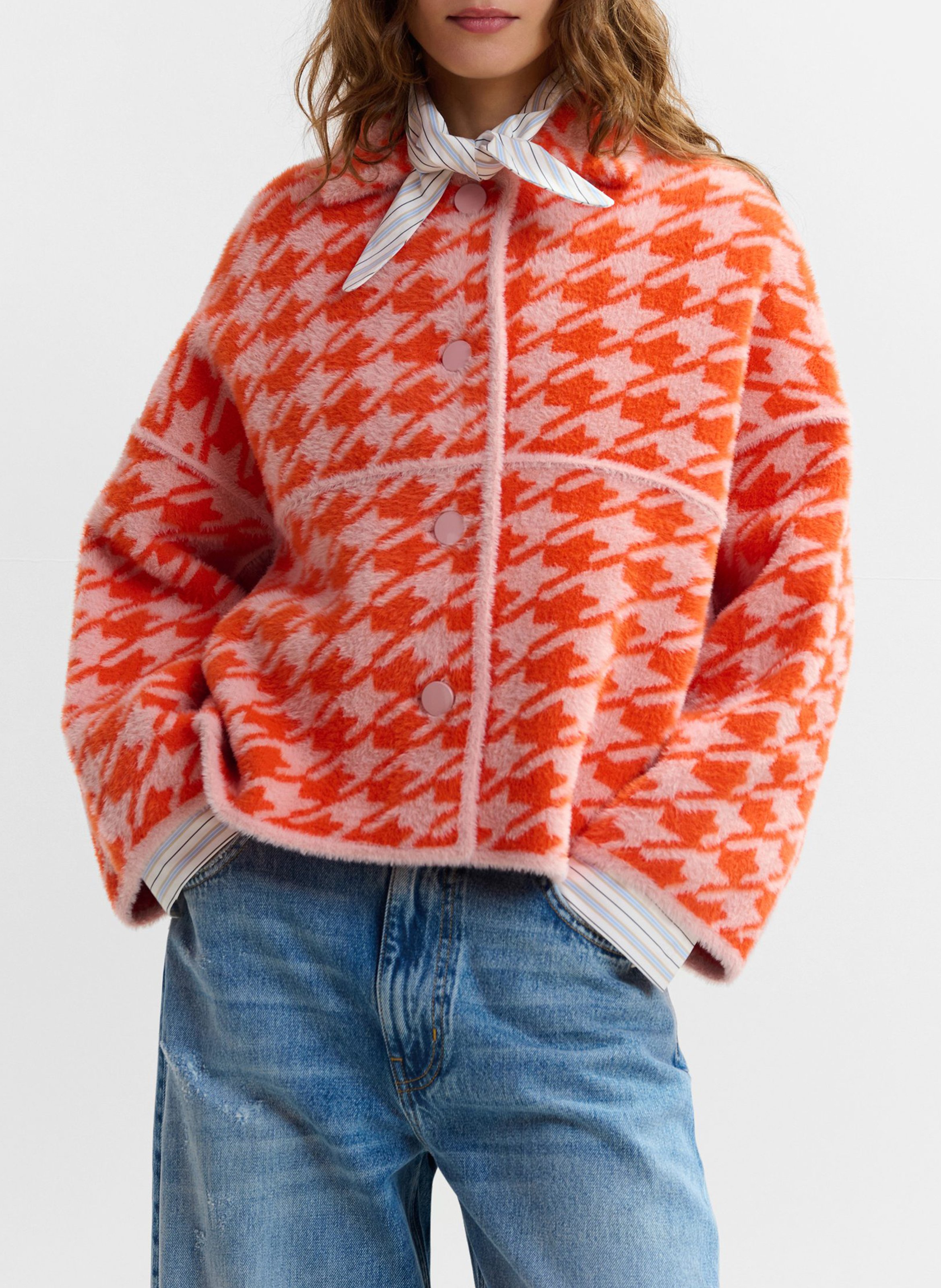 Straight jacket with classic collar print ESSENTIEL ANTWERP Orange