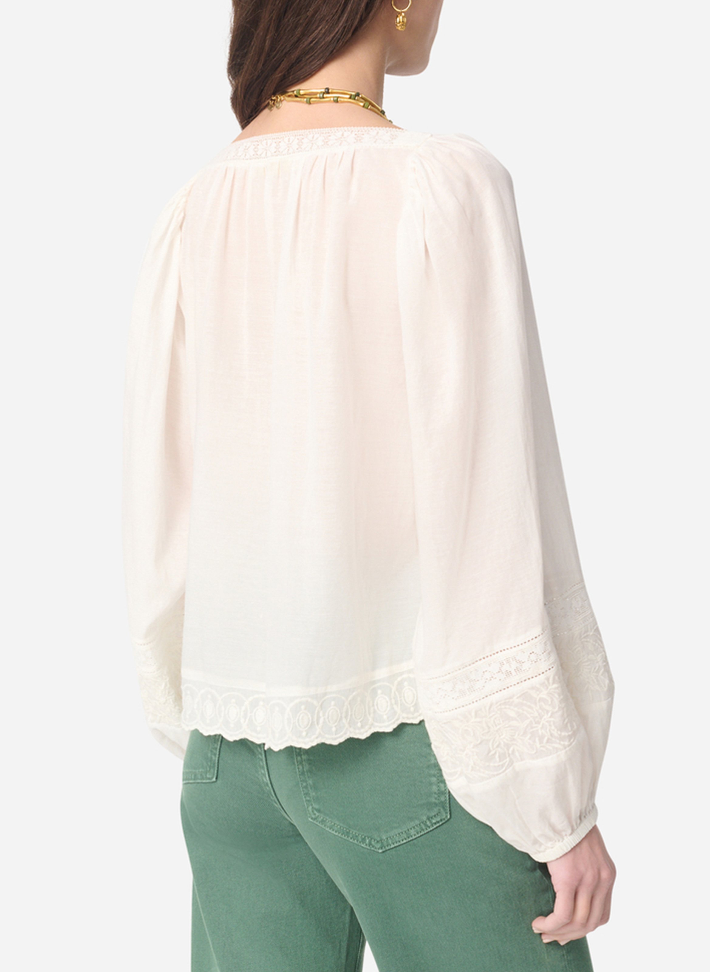 Top ample col carré brodé VANESSA BRUNO Blanc