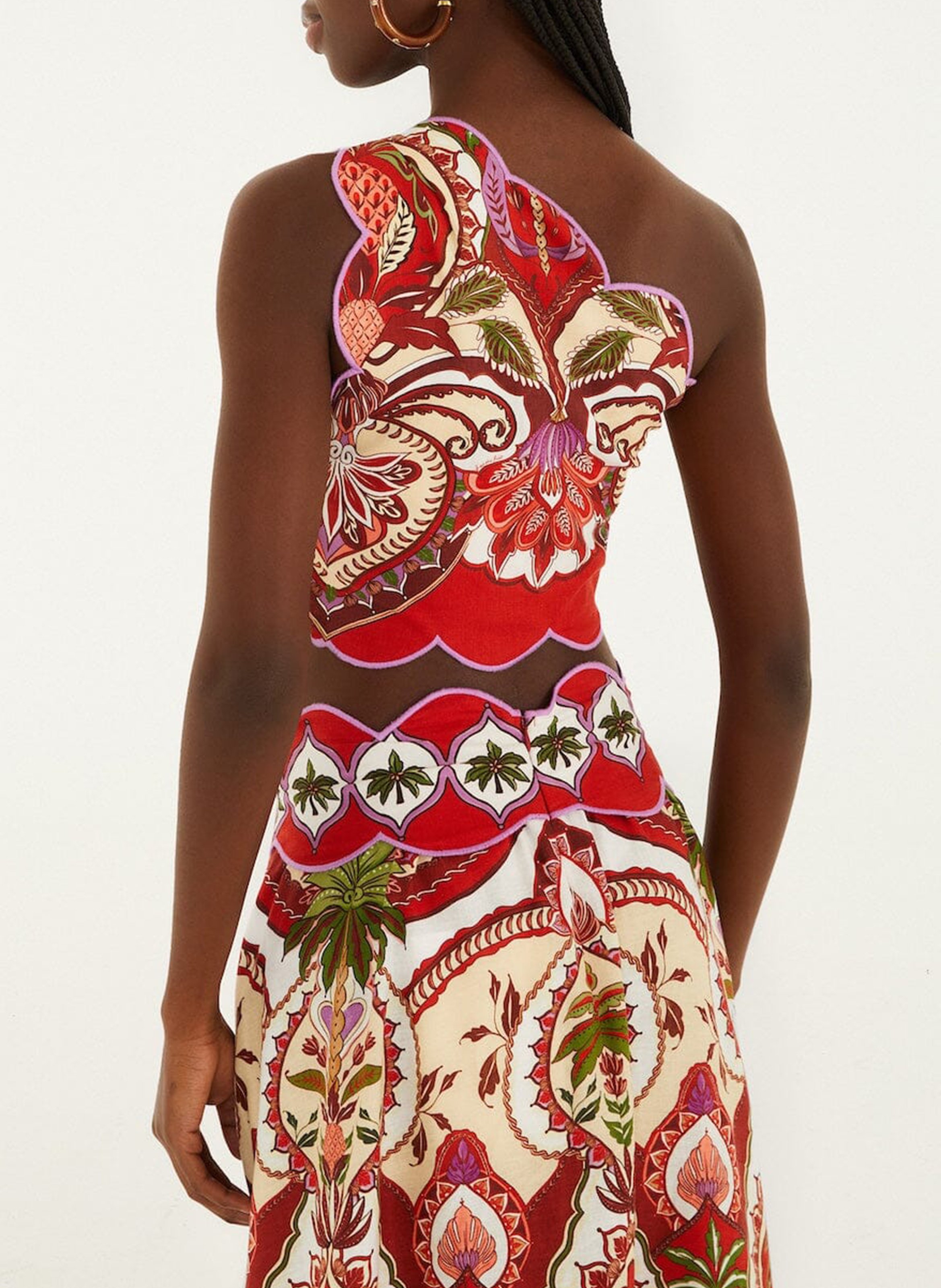 Printed top in blended linen FARM RIO Red