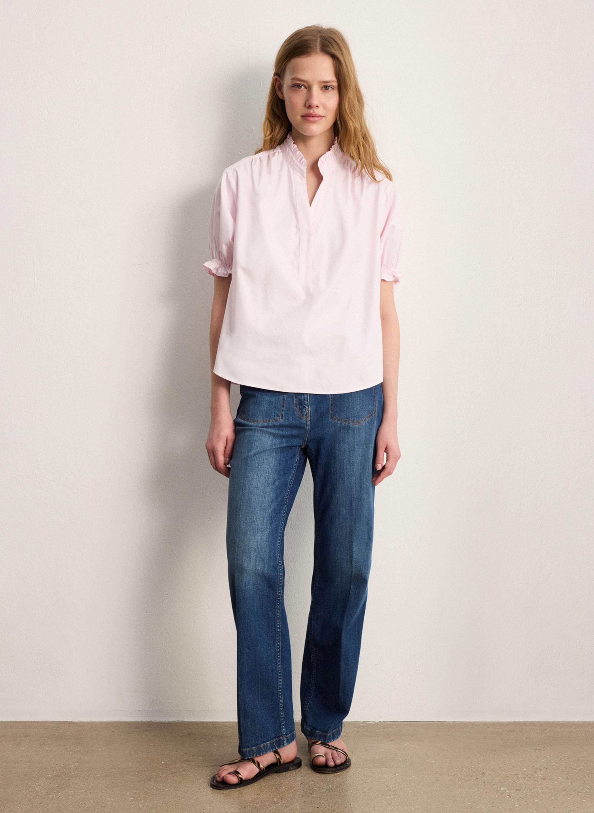 Chemise oversize col tunisien en coton PABLO Rouge