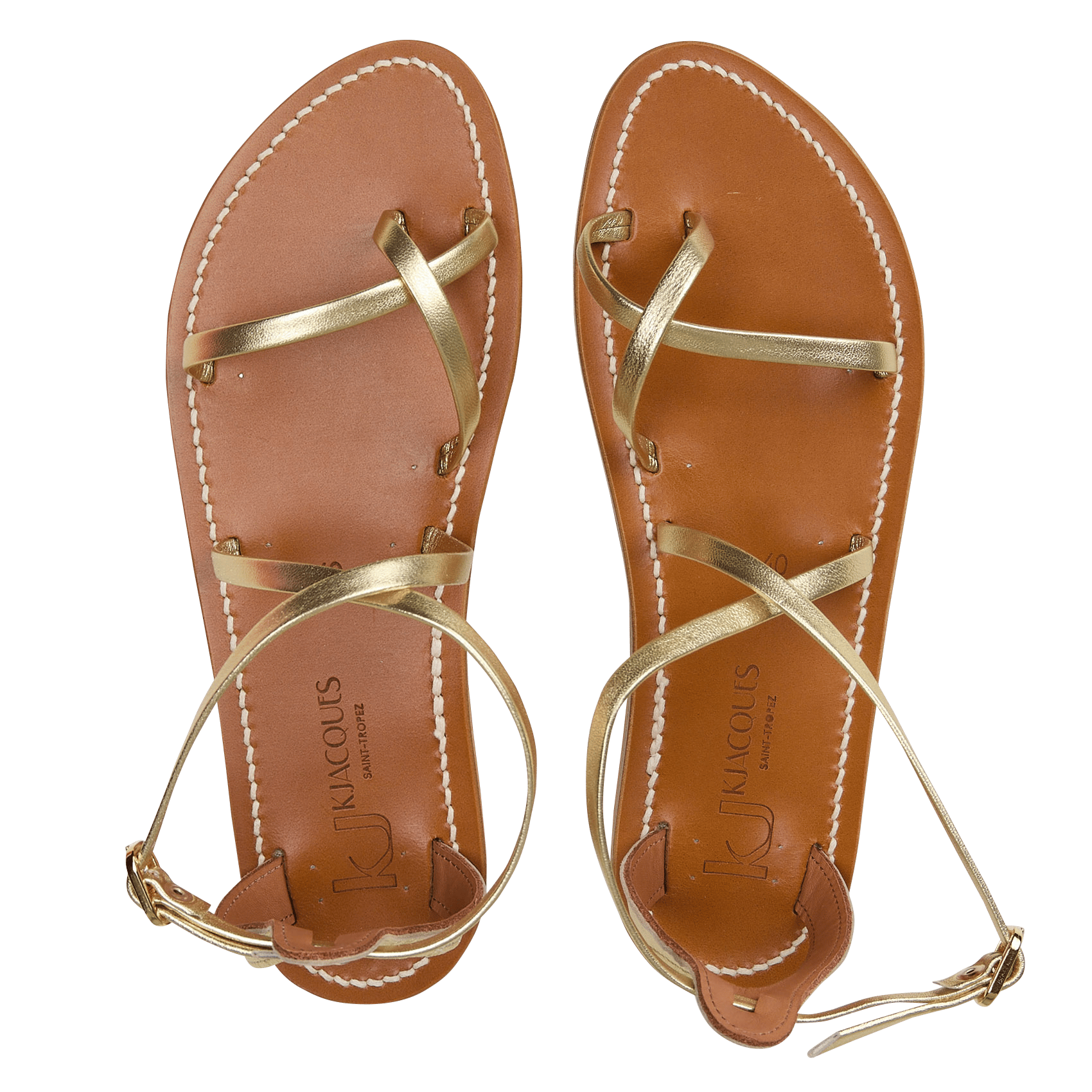 Sandales plates en cuir K JACQUES Doré