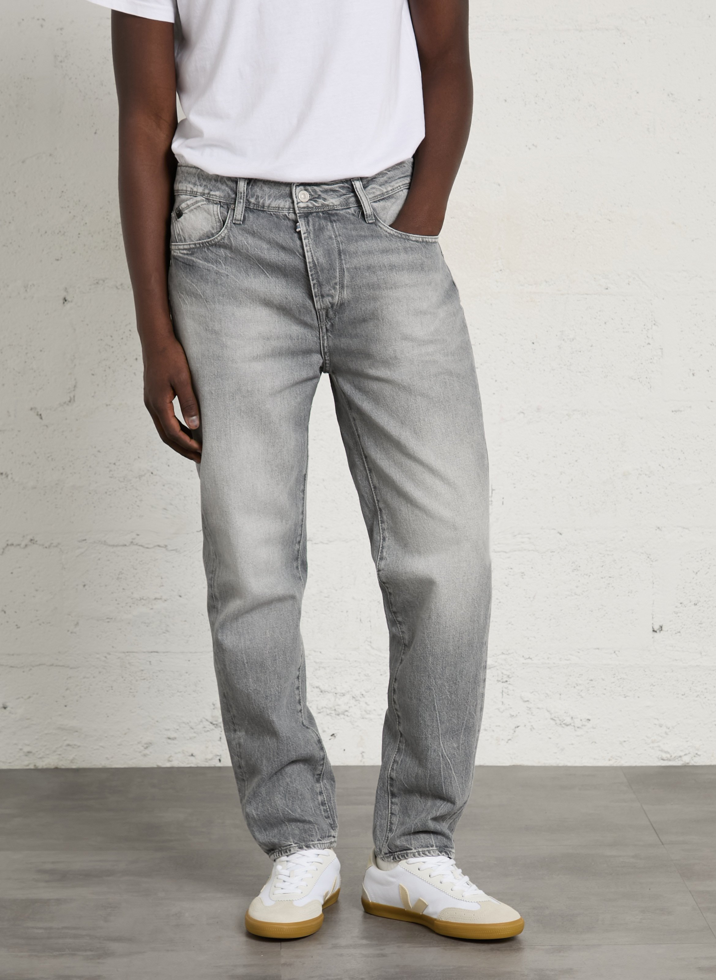 Jean droit en coton LE TEMPS DES CERISES Gris