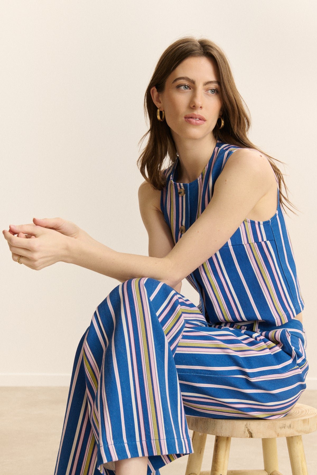 Striped denim pants GARANCE PARIS Blue