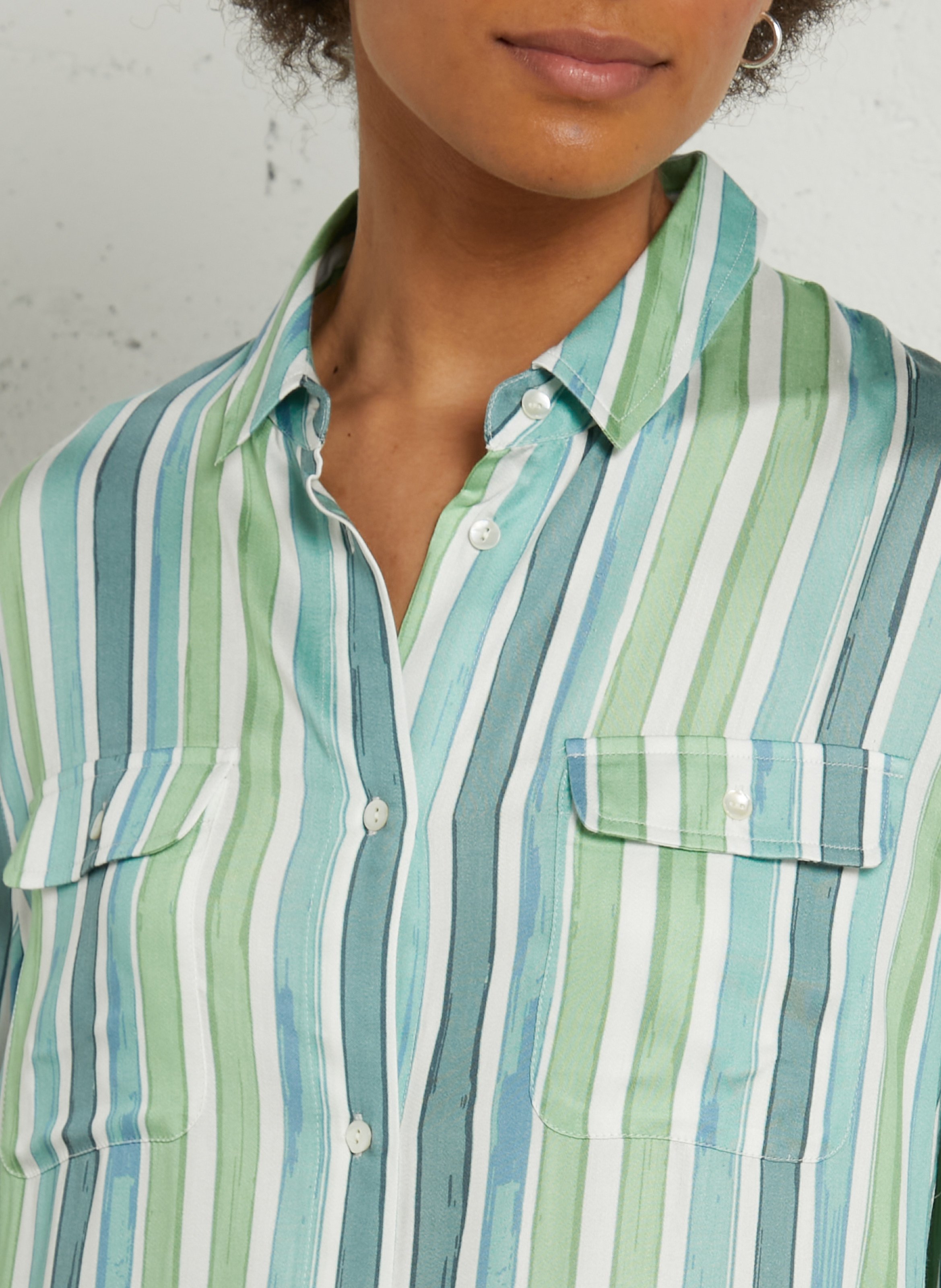 Robe chemise col classique à rayures BELLA JONES Bleu