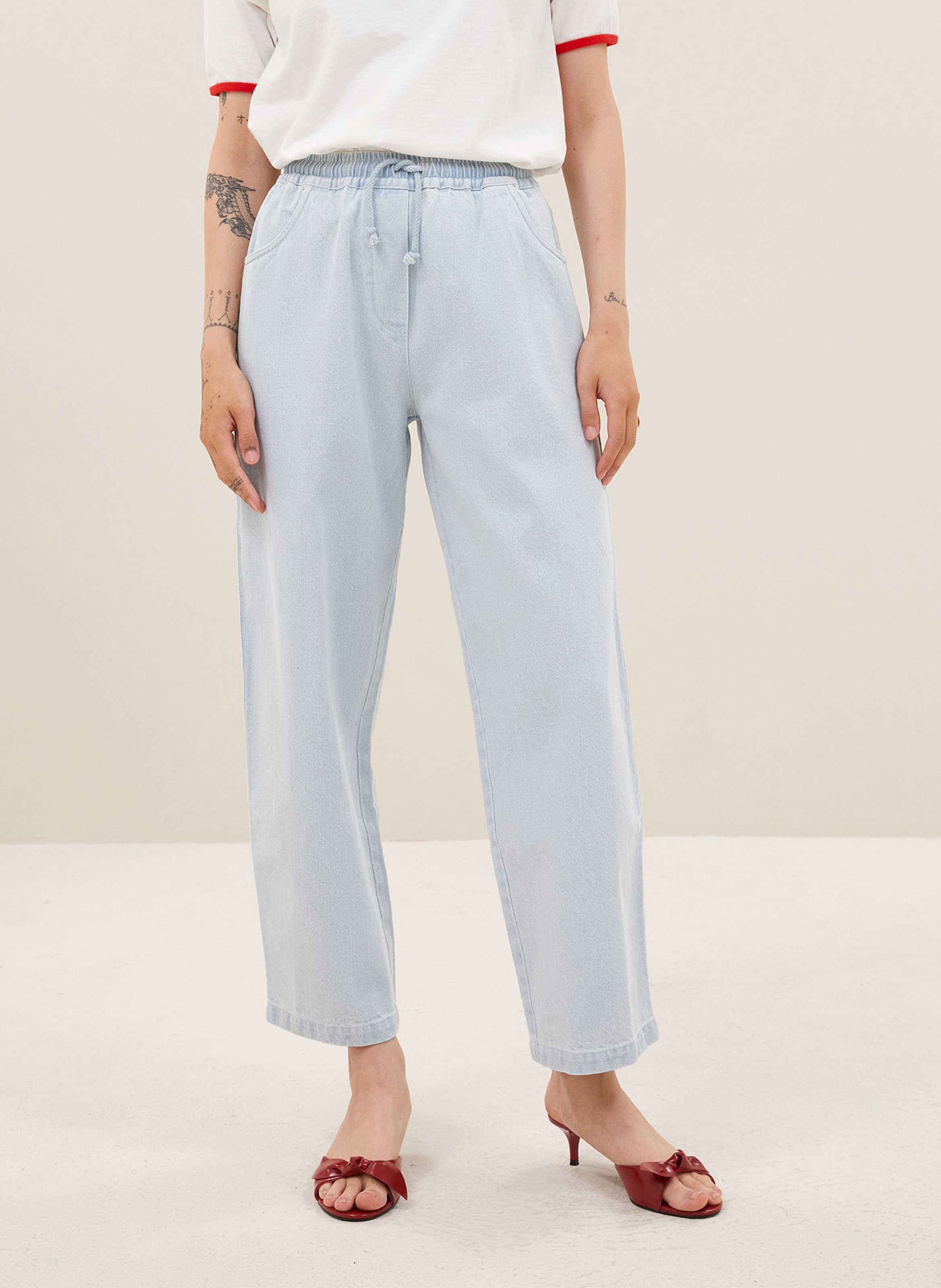 Katoenen straight fit pantalon BY BAR Blauw