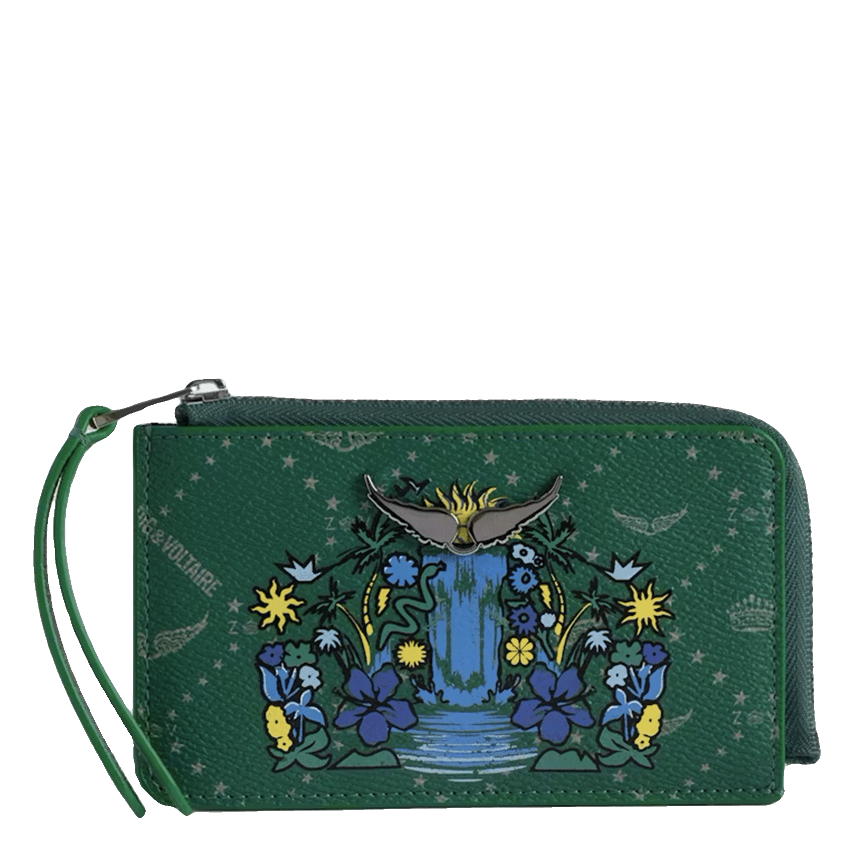 Kartenetui aus glänzendem Leder mit Prägung ZADIG&VOLTAIRE