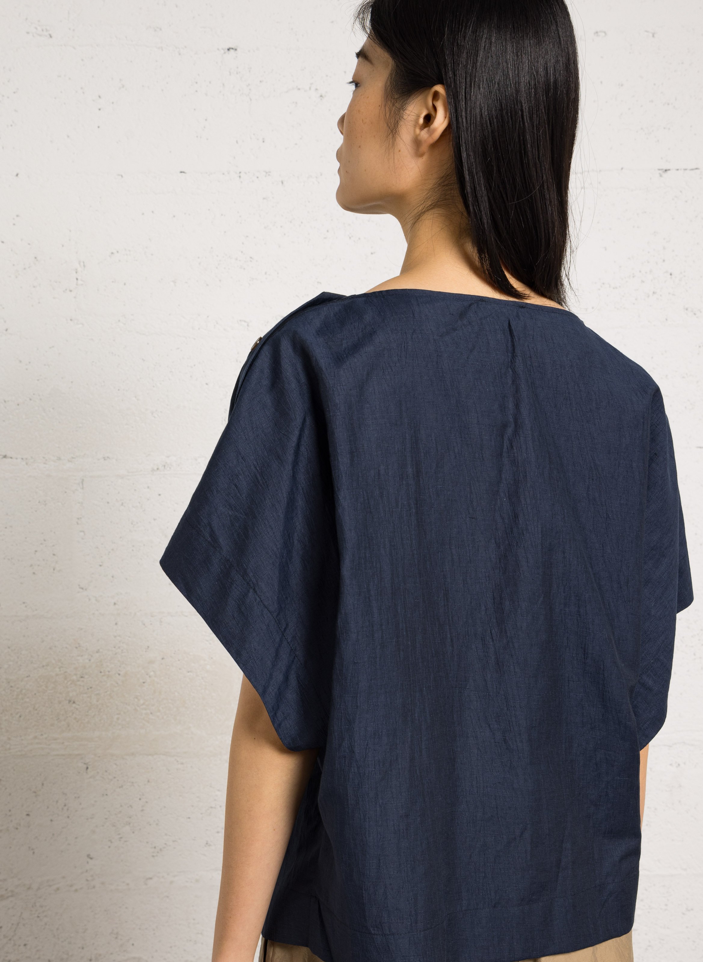 Blous oversize en lin et coton bio mélangé SOEUR Bleu