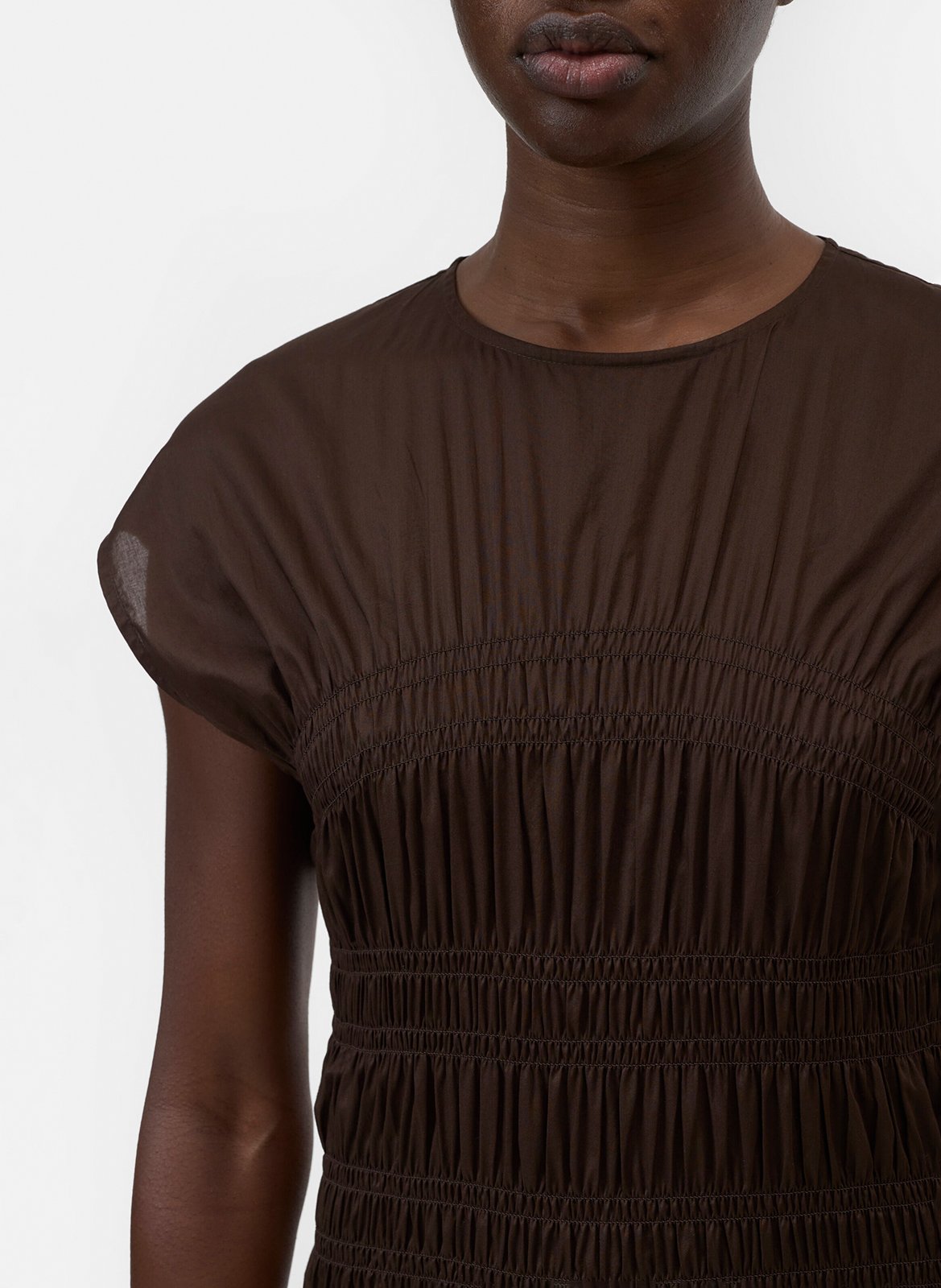 Robe longue col rond en coton CLOSED Marron