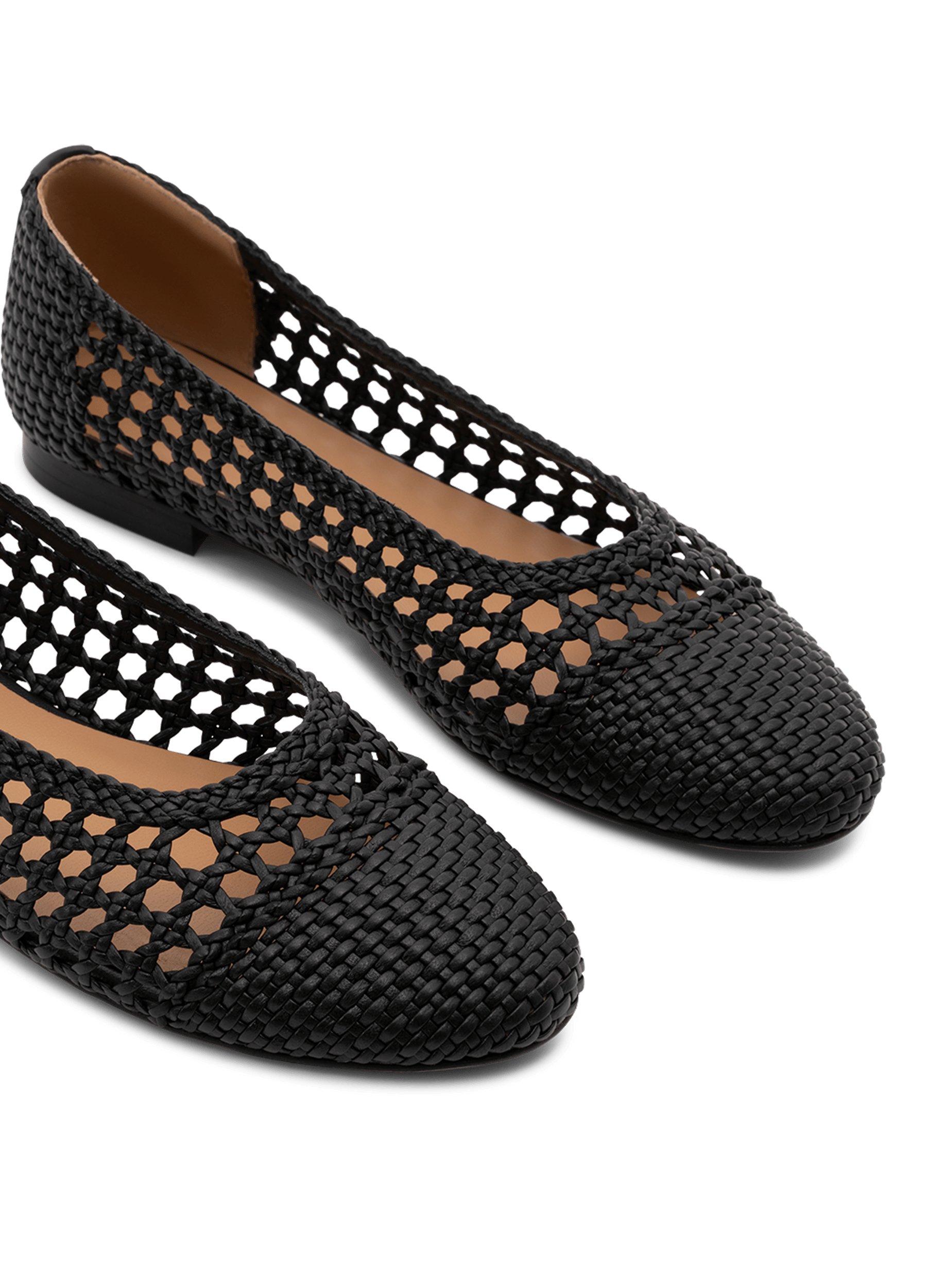 Black braided leather ballet flats PARALLELE PARIS Black
