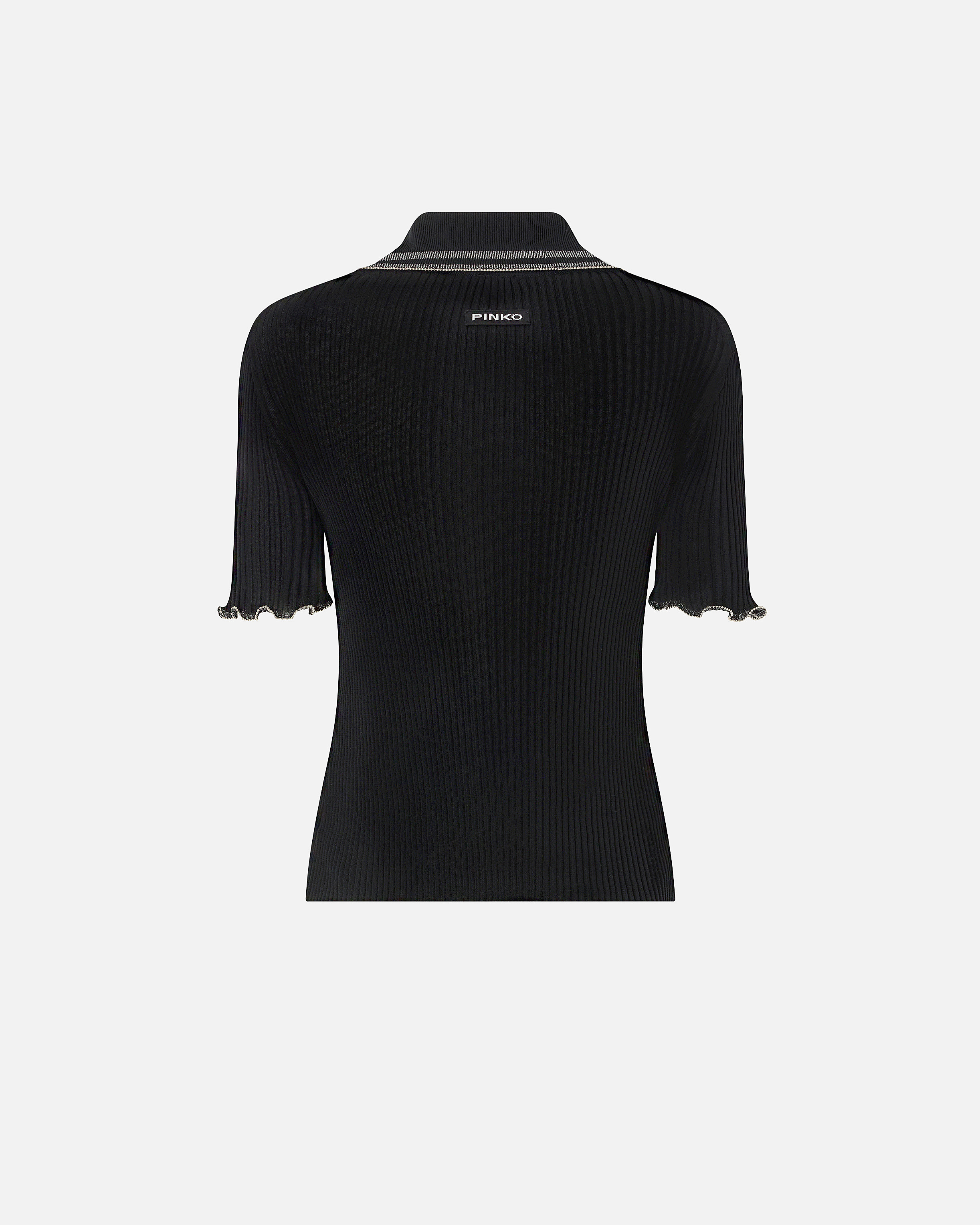 T-shirt côtelé à bords bijoux PINKO Noir
