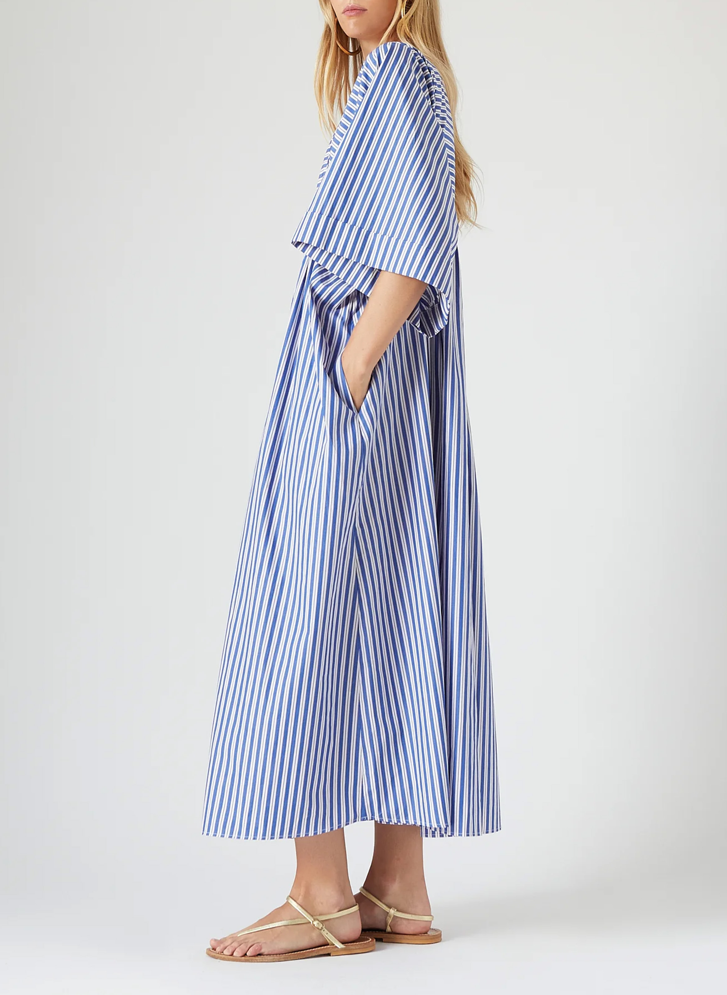 Halflange, gestreepte jurk THE LABEL EDITION Blauw