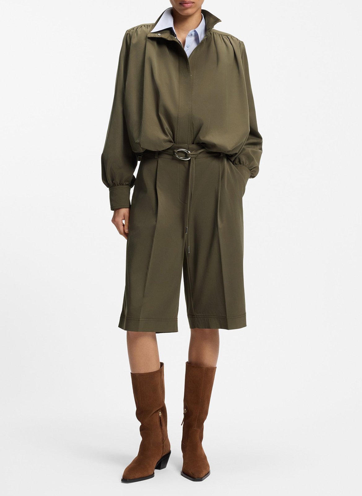 High-neck jacket BOSS Khaki