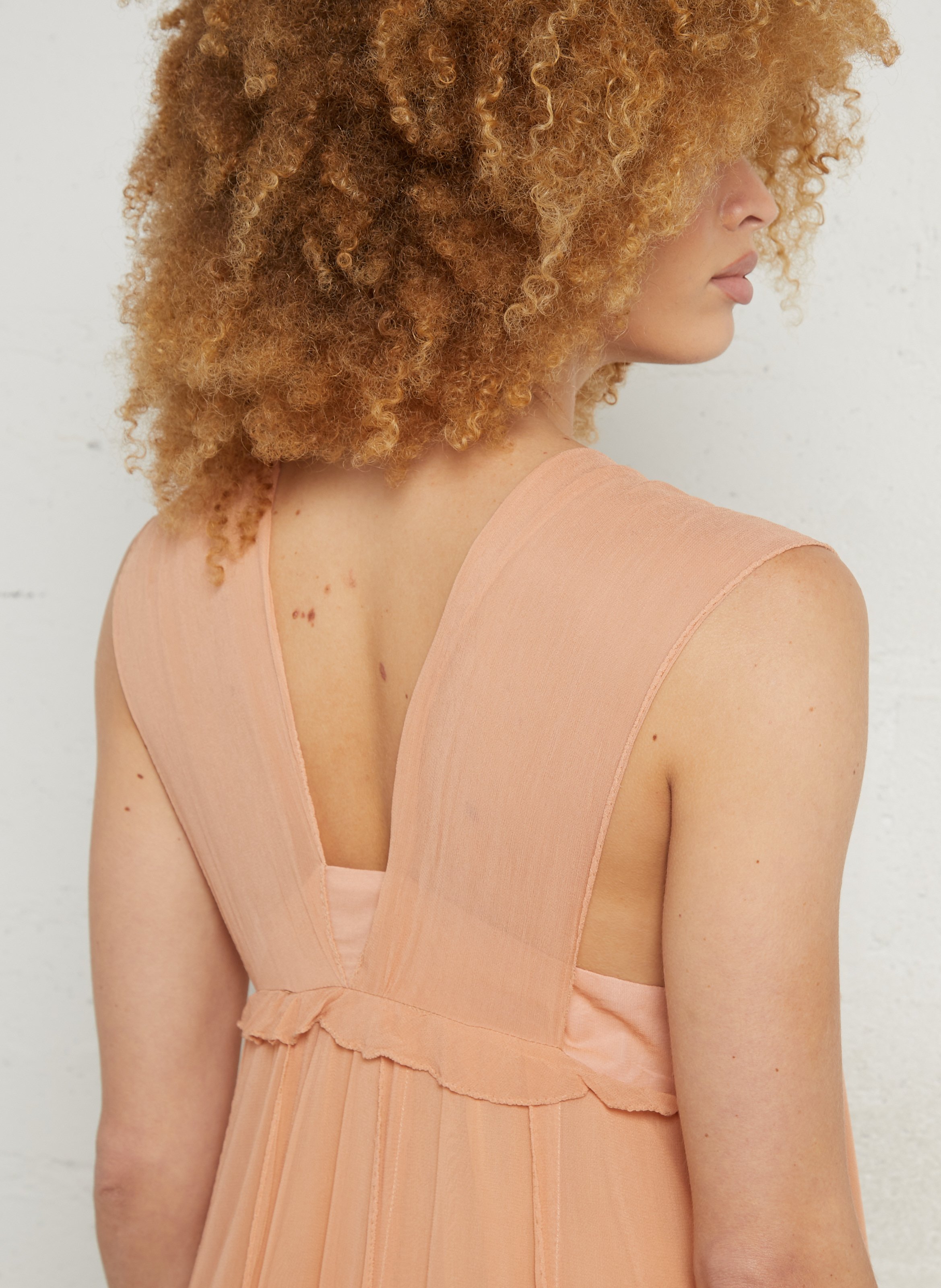 Robe midi encolure carrée MES DEMOISELLES Beige