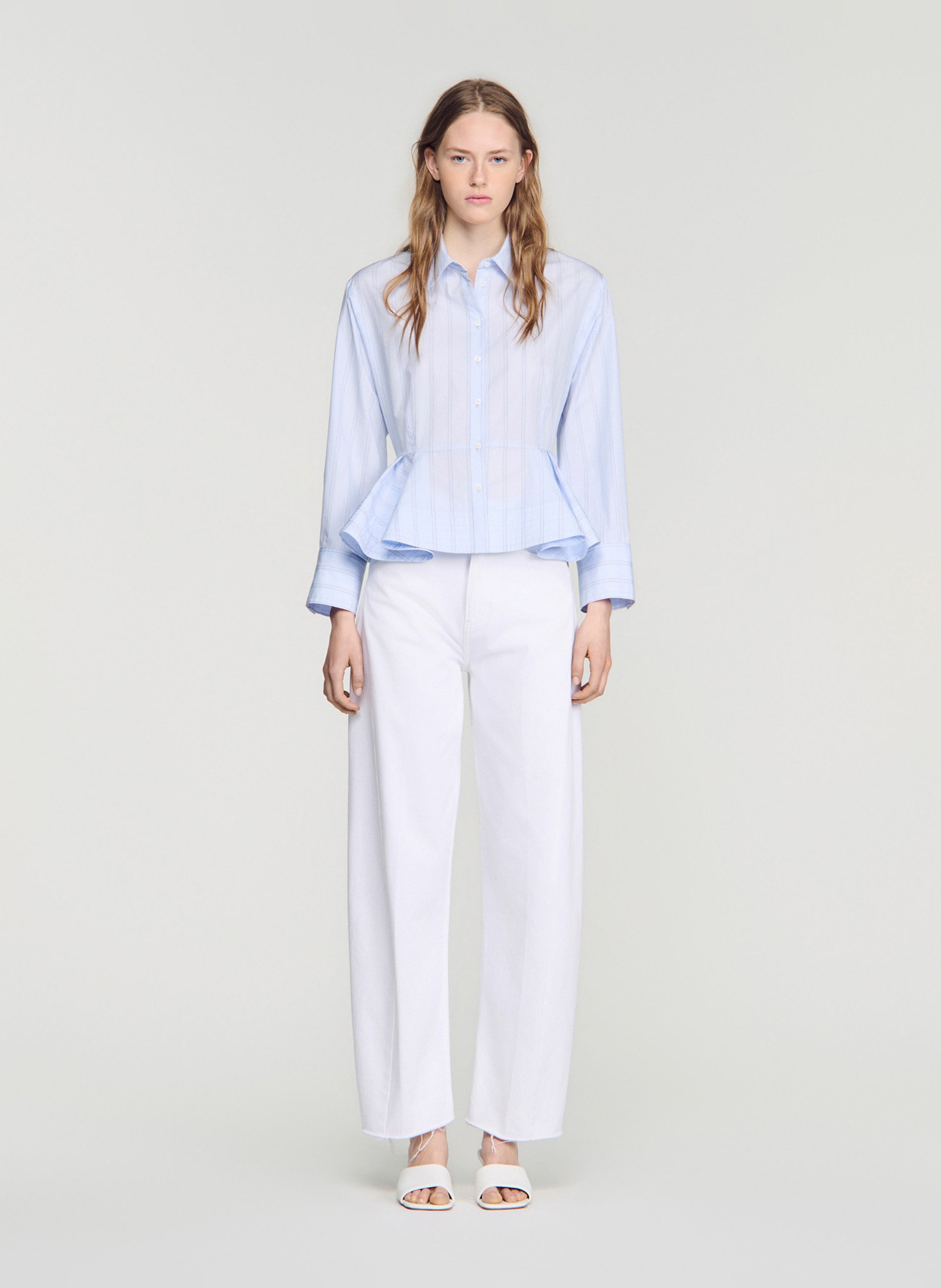 Chemise cintrée en coton SANDRO Bleu