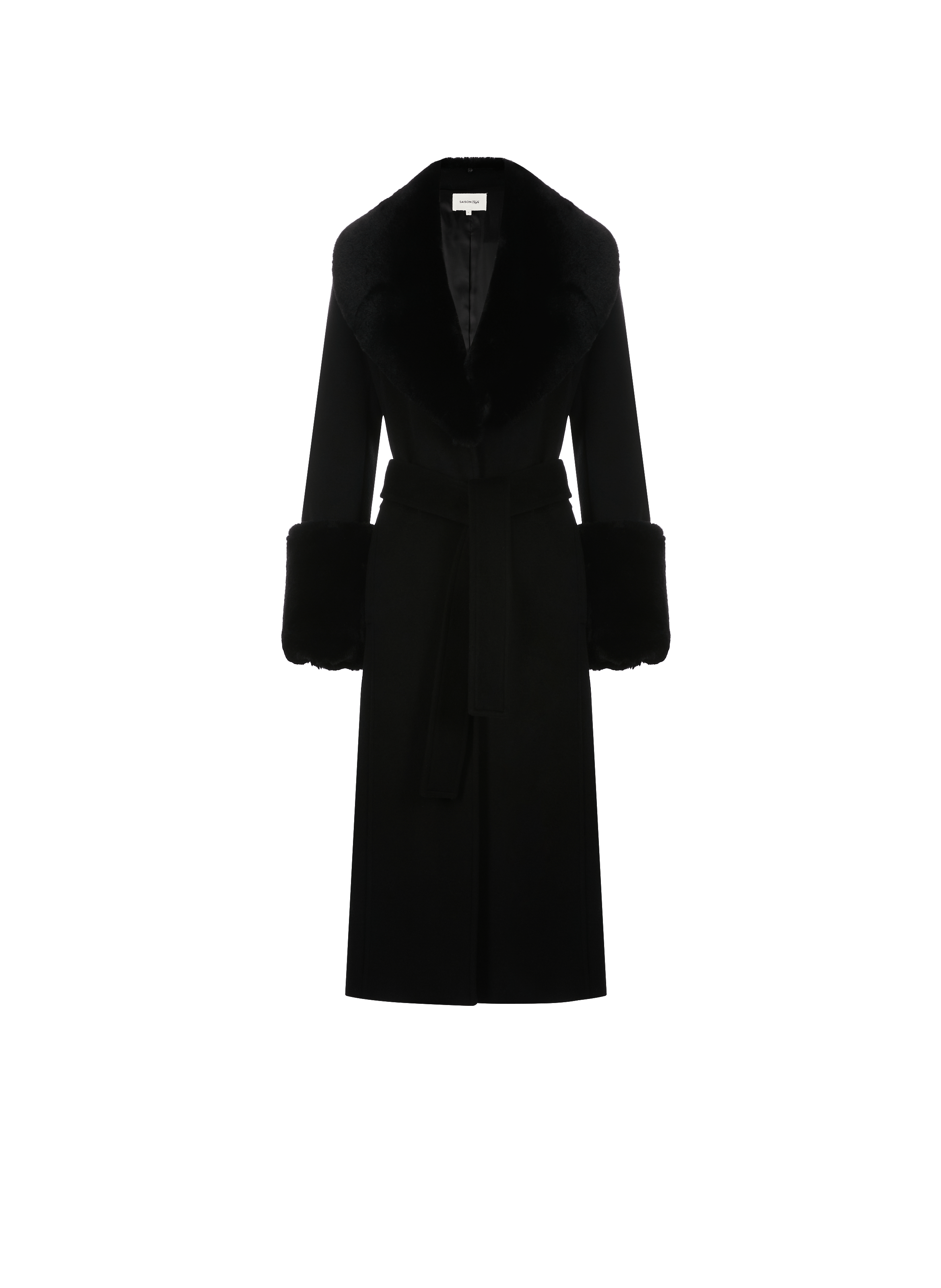 Long Sarlene wool blend coat SAISON 1865 Black