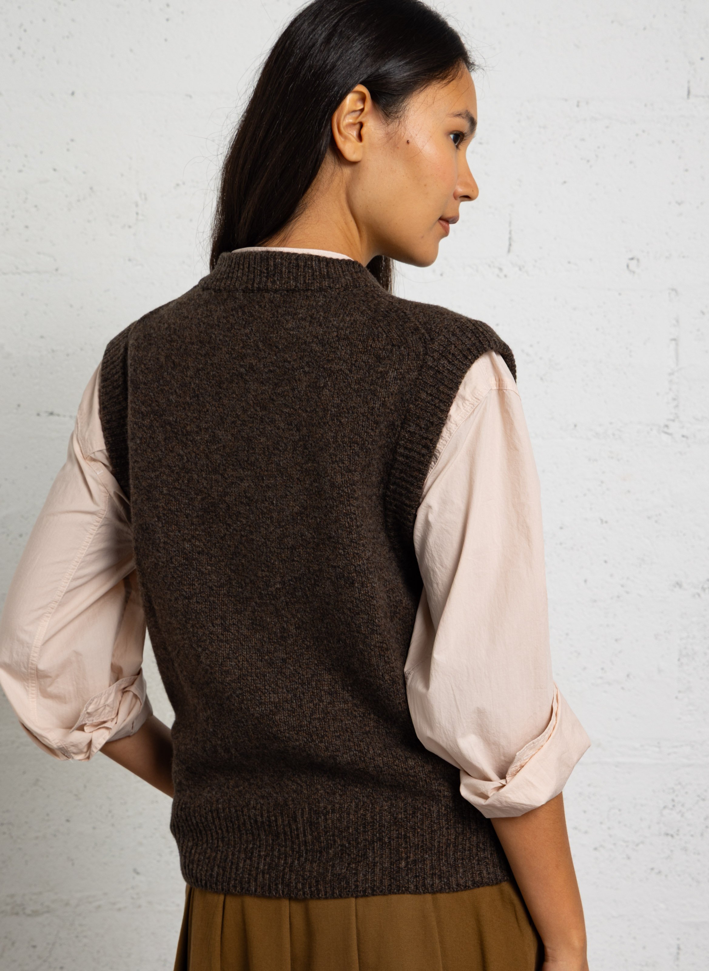 Gerade geschnittener Wollpullover SOEUR Braun