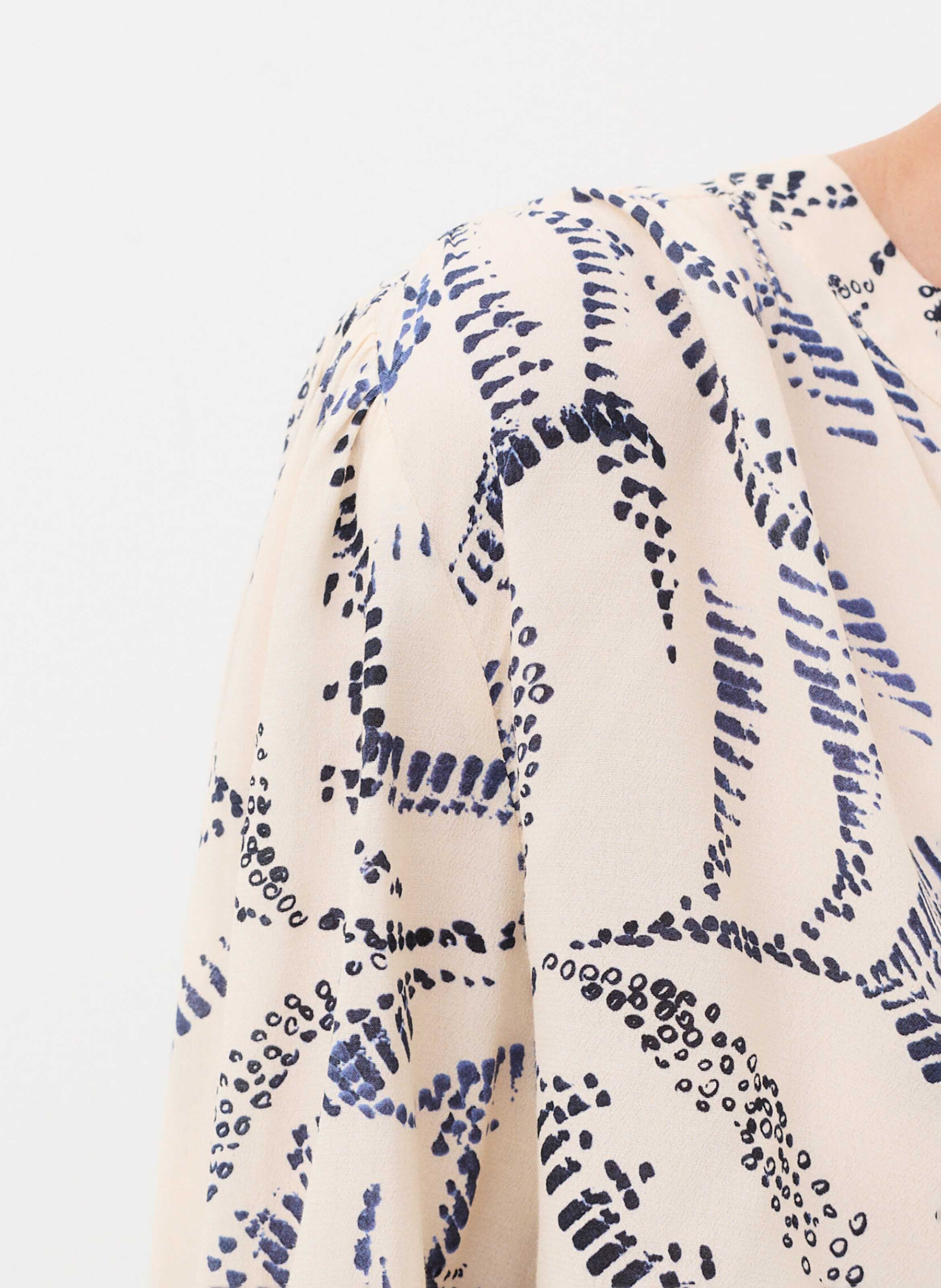 Rechte blouse met print CAROLL Beige