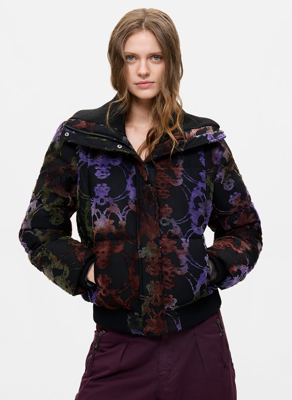 Puffer Jacket with Truck Driver Collar DESIGUAL Black
