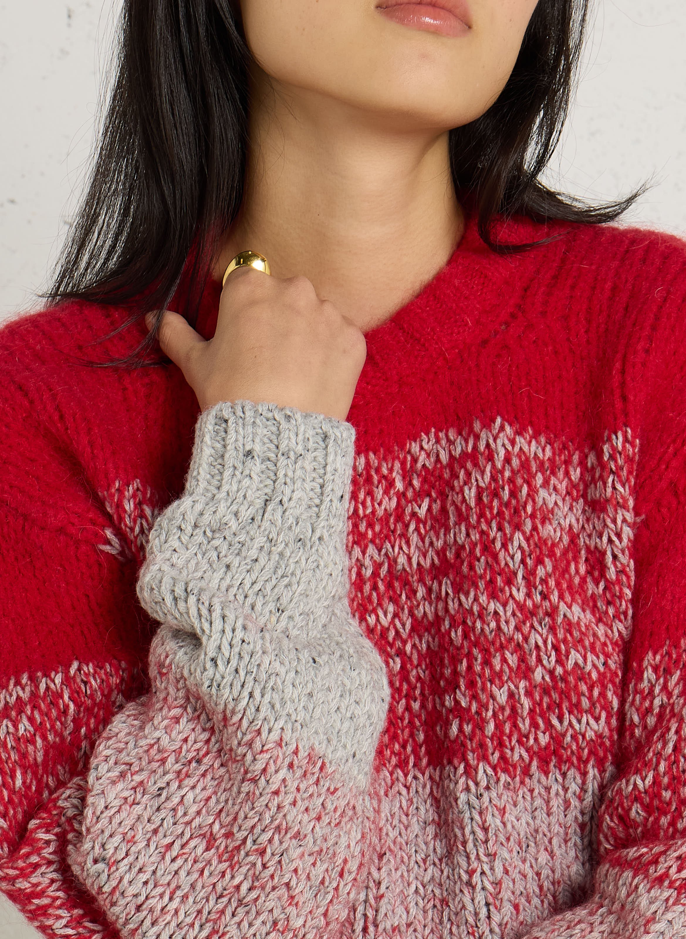 Gerade geschnittener Wollmix-Pullover LEON & HARPER Rot