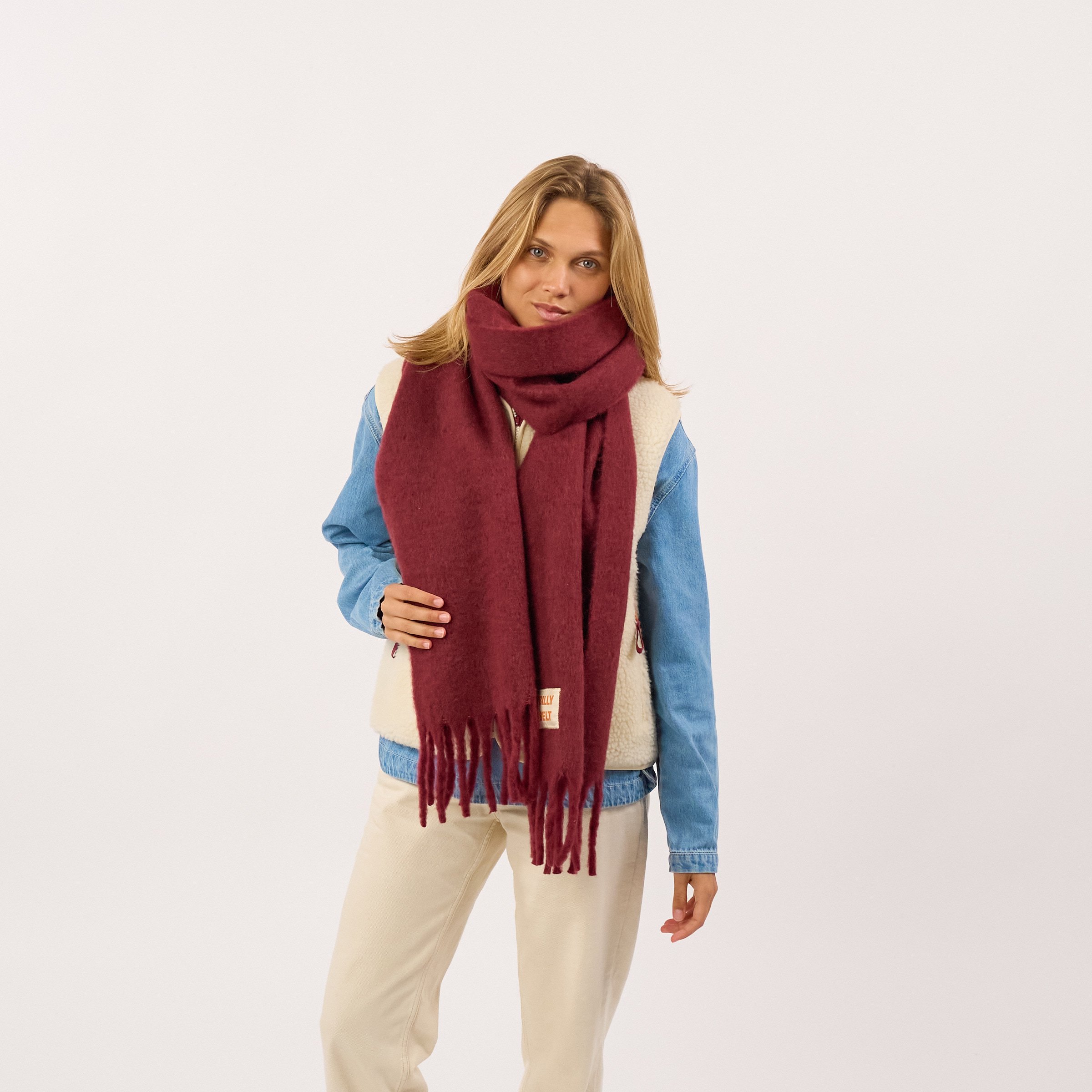 Wide wool scarf BILLYBELT Red