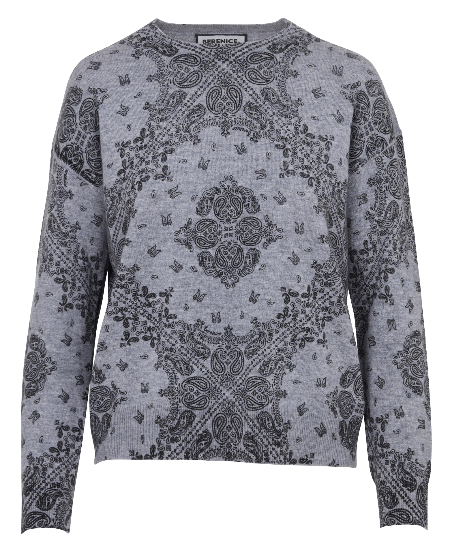 Pull droit col rond imprimé cachemire en laine BERENICE
