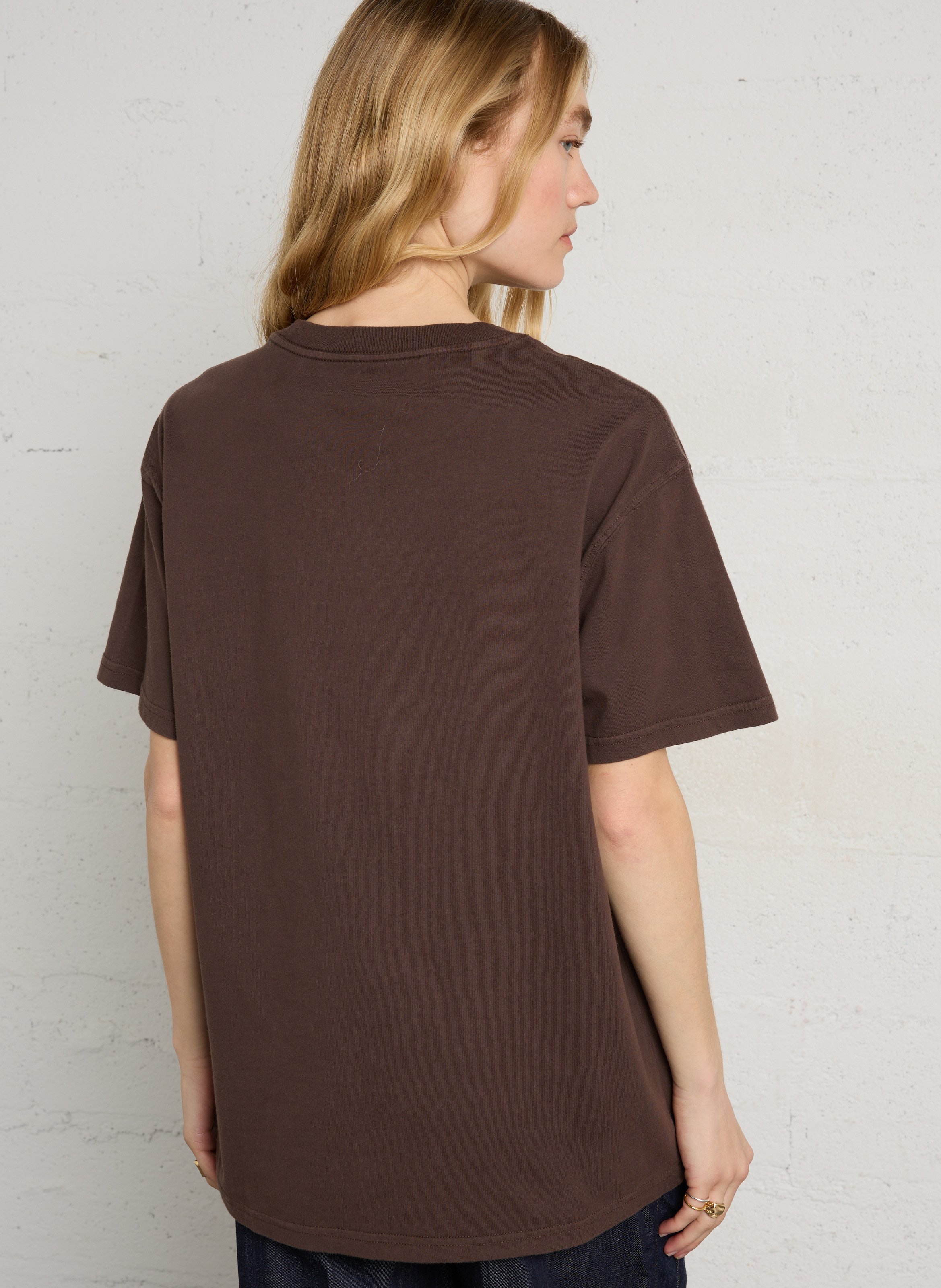 Tee-shirt droit col rond en coton NEWTONE Marron