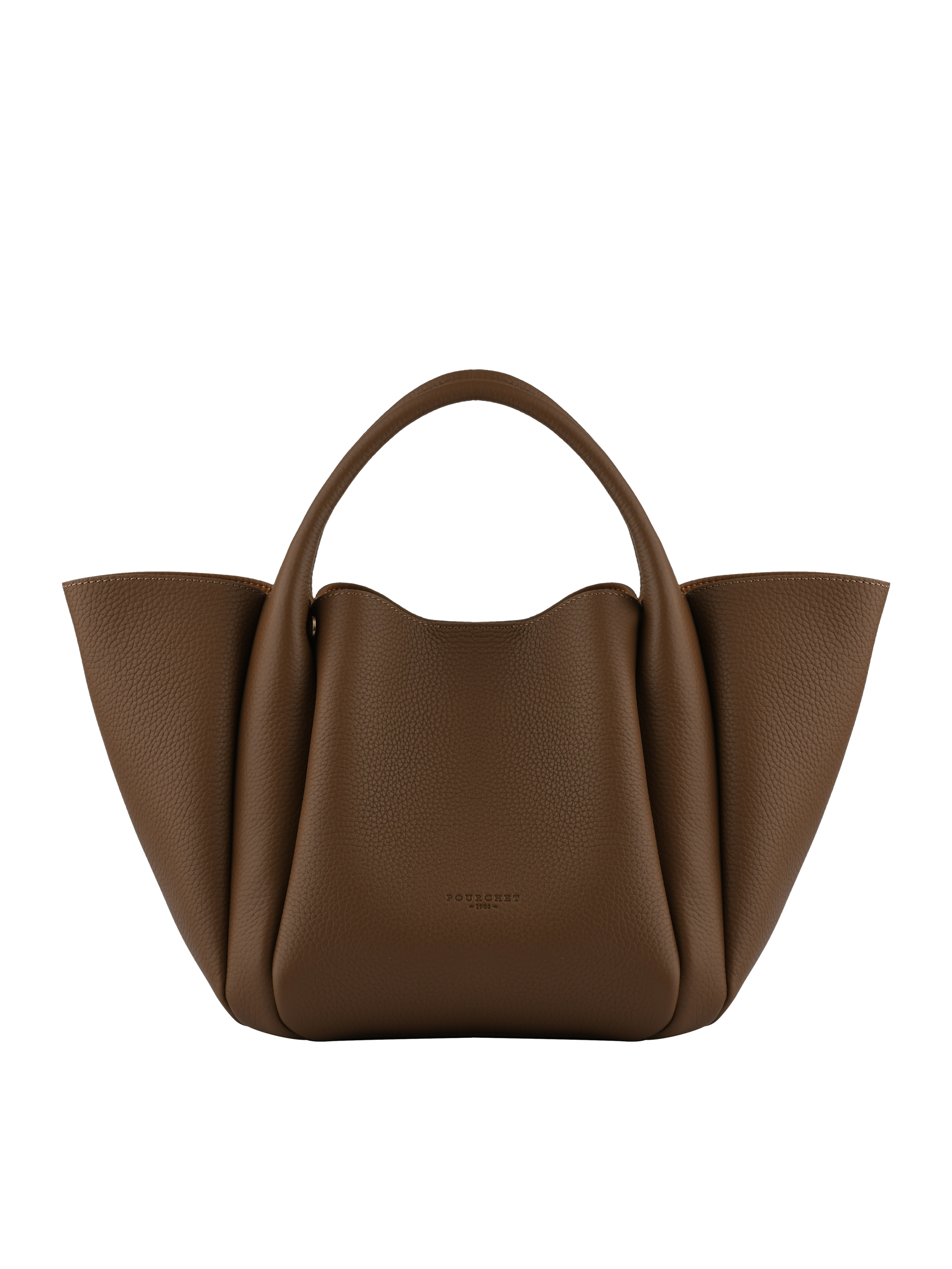 Calfskin leather handbag POURCHET Beige