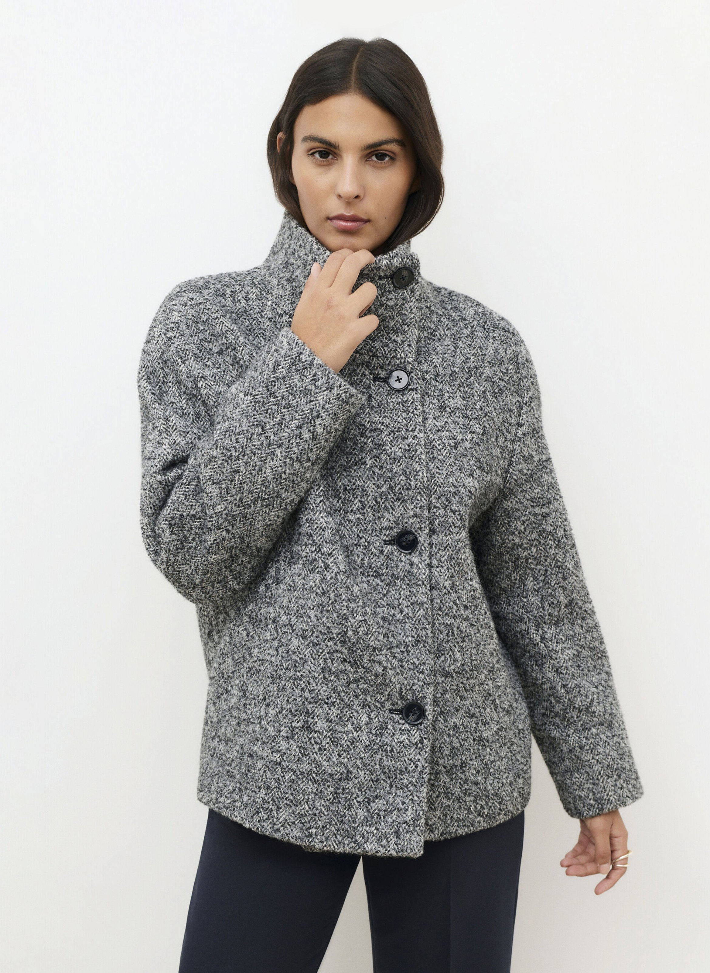 Manteau structuré col ouvert uni CAROLL Noir