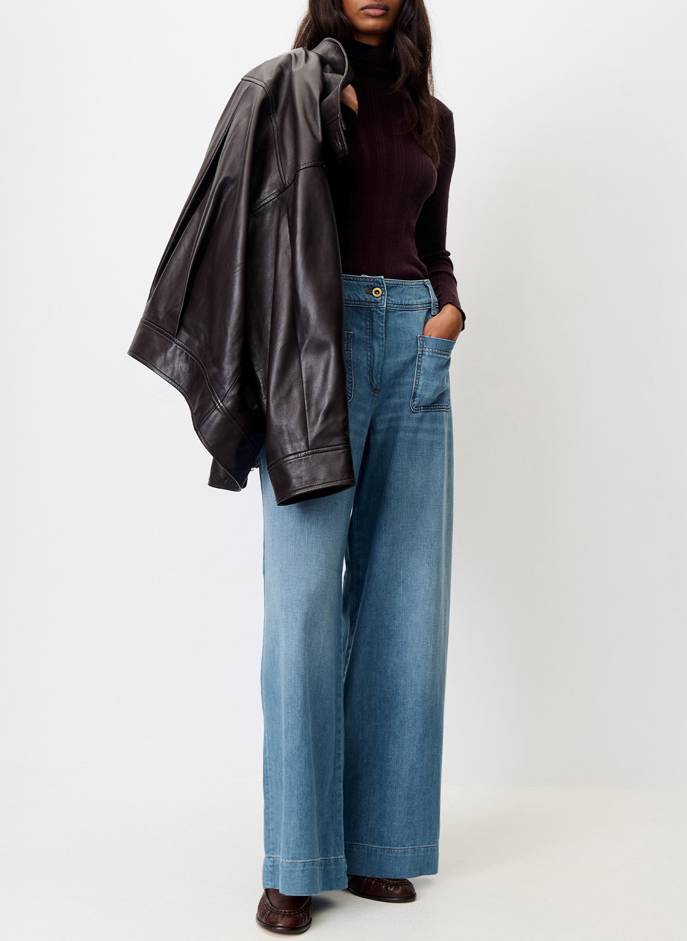 Eng anliegender Rollkragenpullover aus Baumwollmischung SESSUN Braun