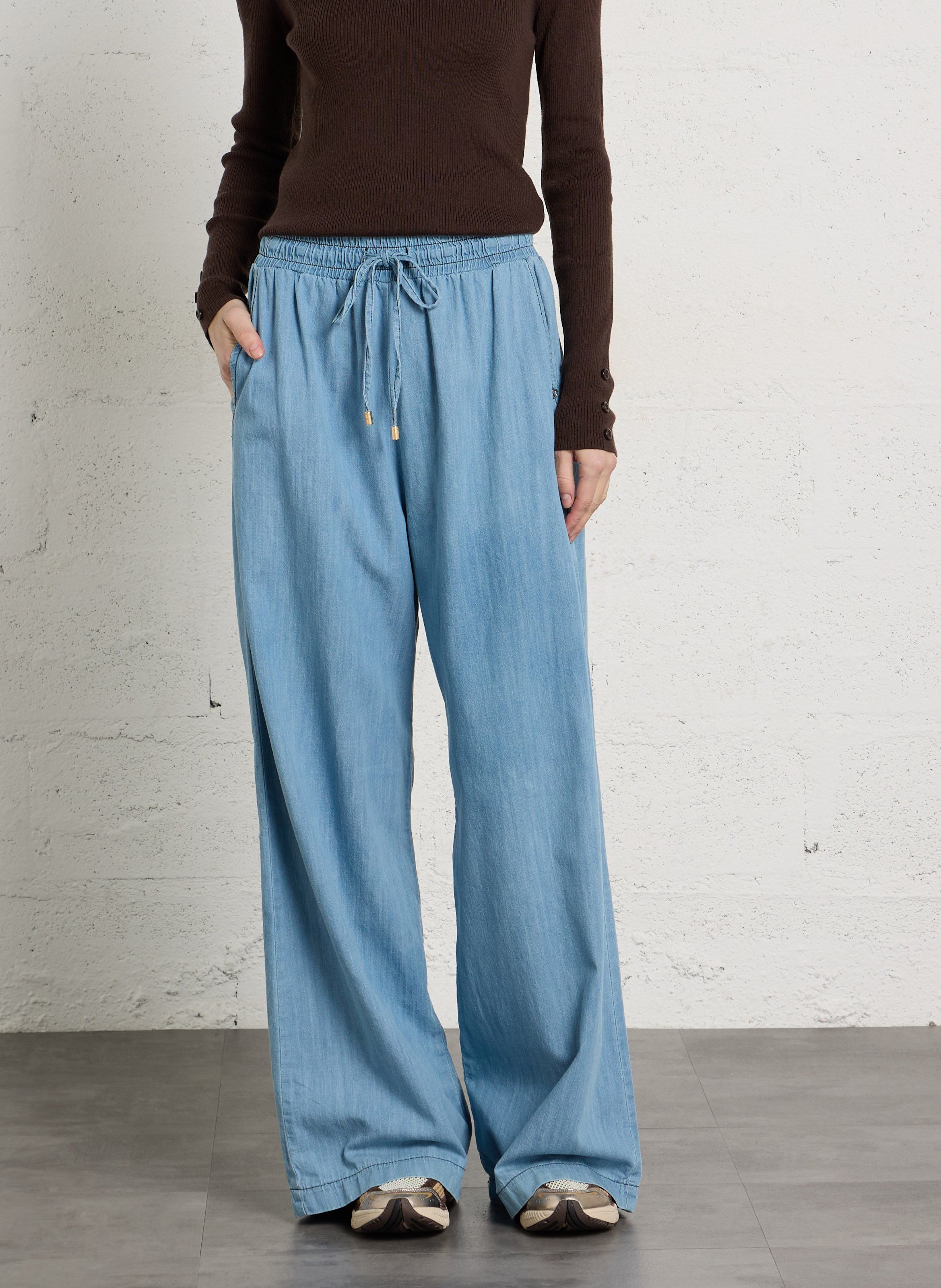 Pantalon large en coton PLEASE Bleu