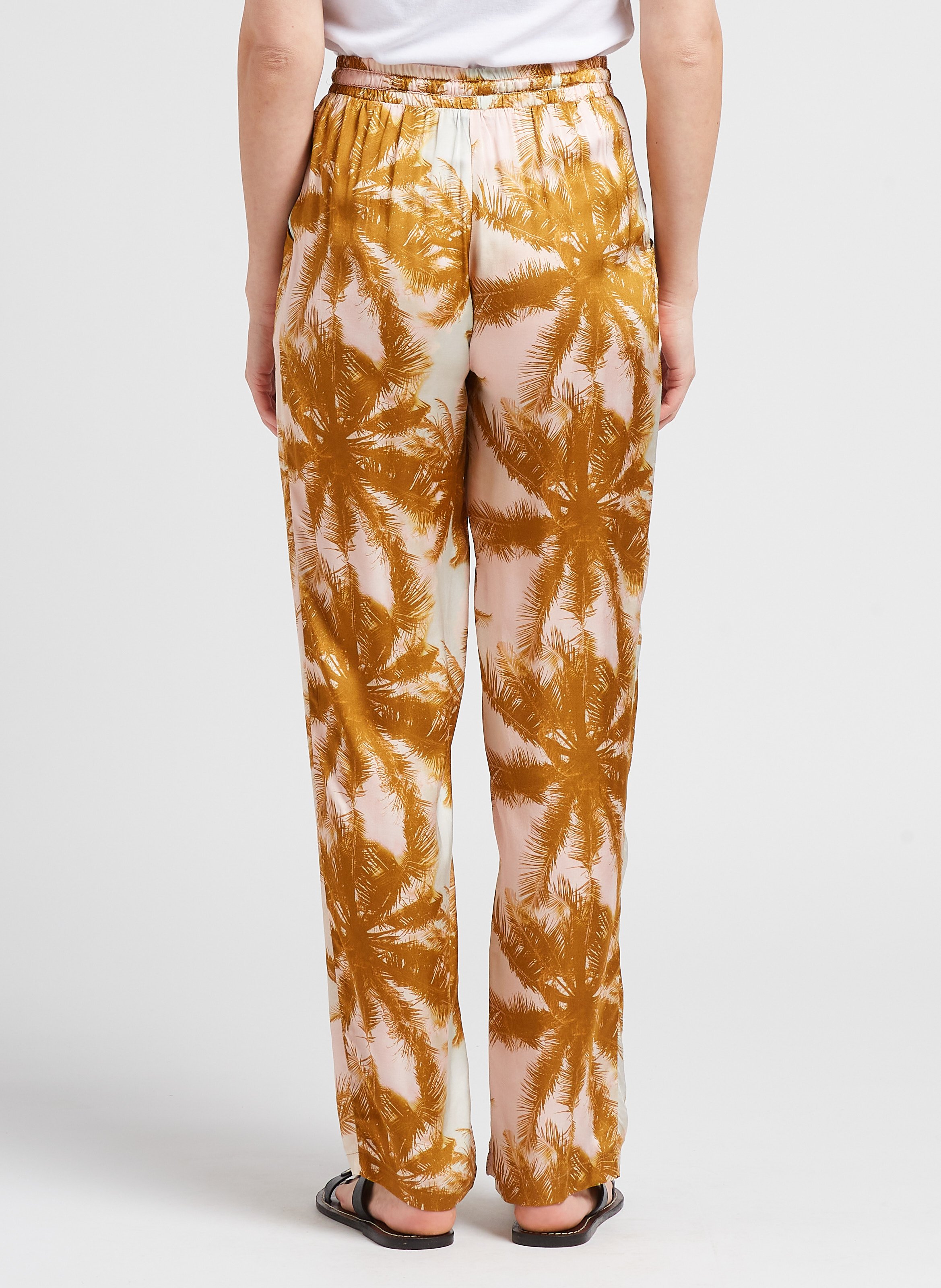 Pantalon droit à imprimé palmiers LA PETITE FRANCAISE Orange