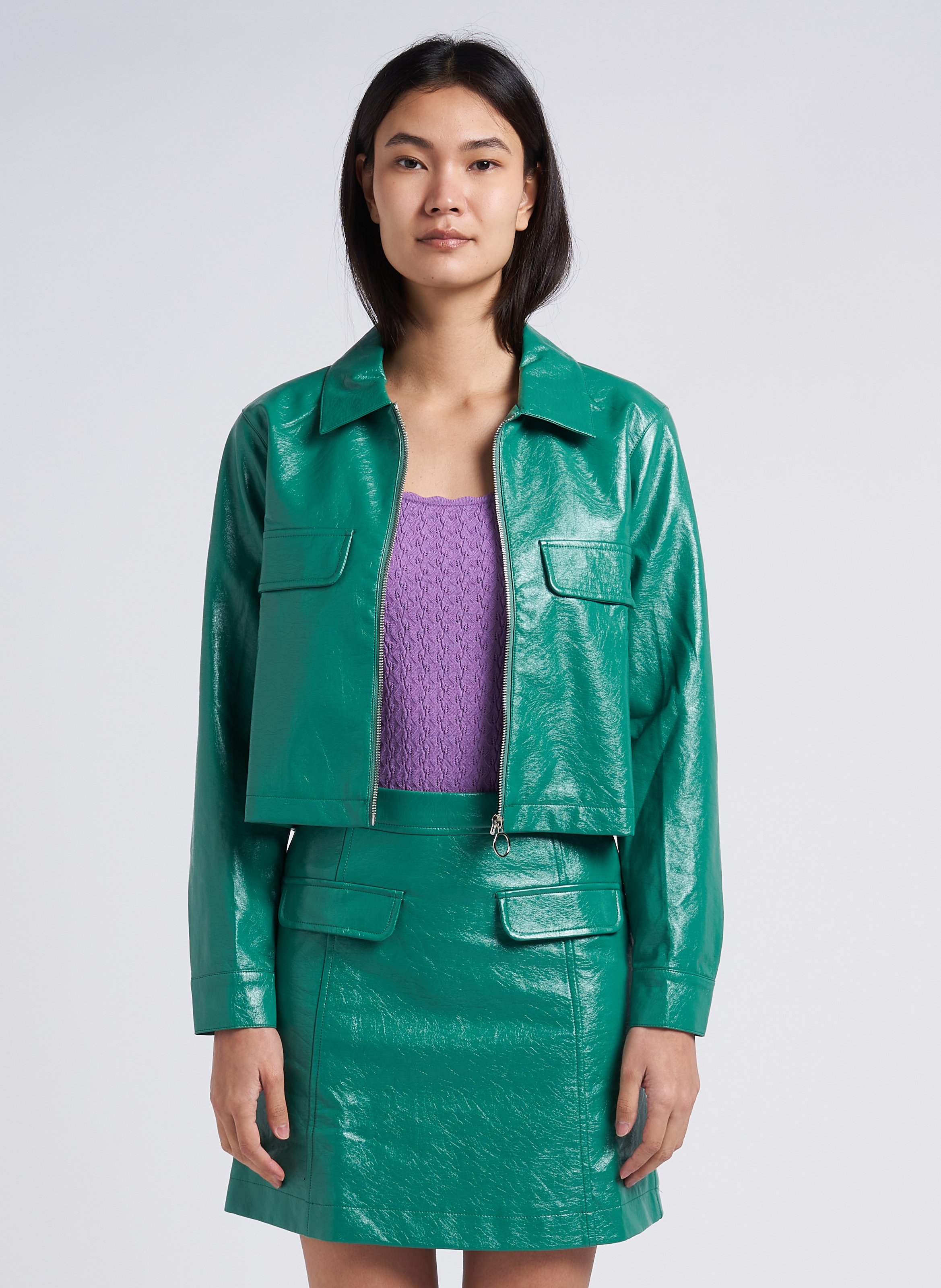 Vert Straight cotton blend jacket with classic collar