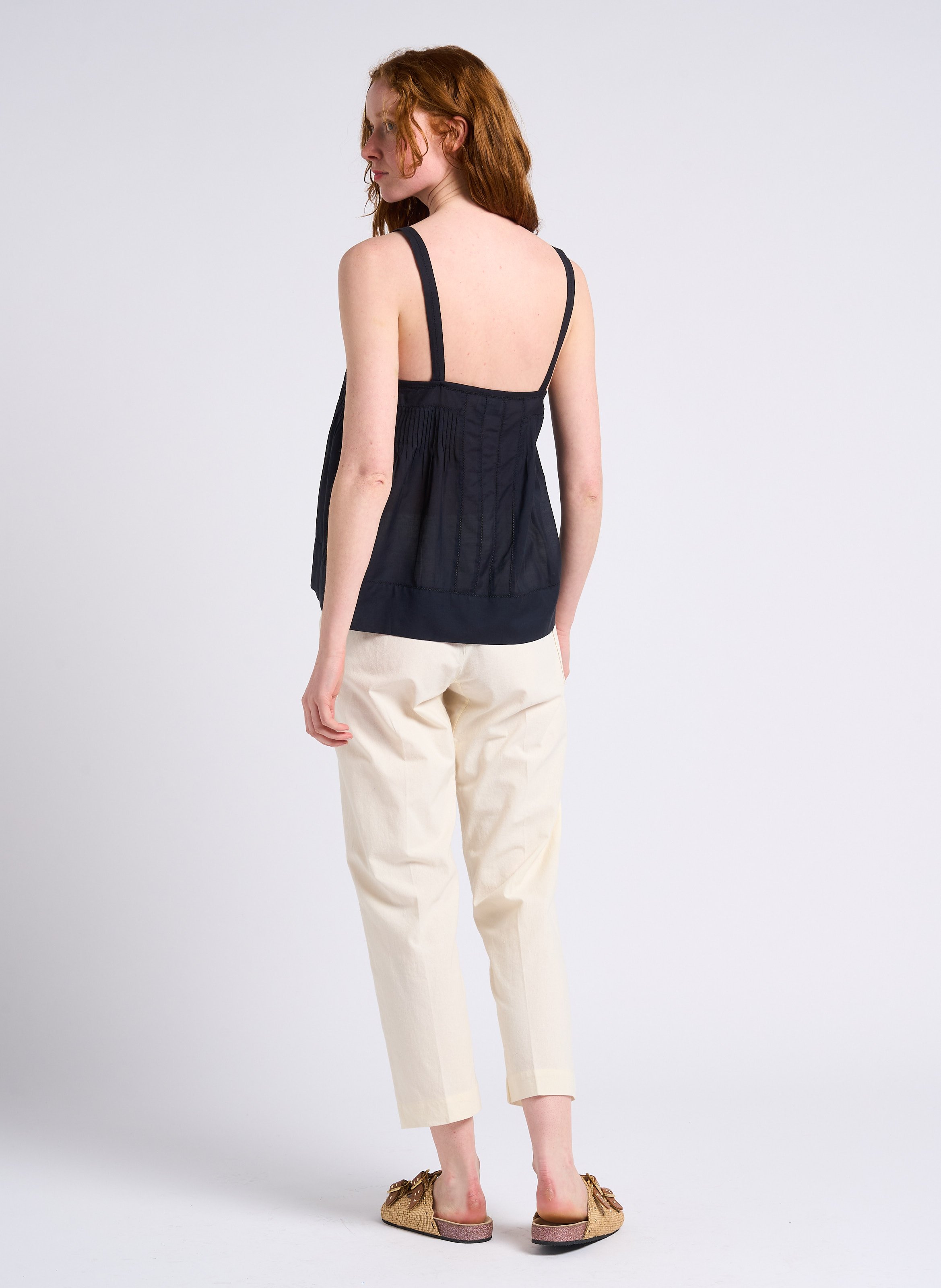 High-rise straight-leg cotton pants SWILDENS White