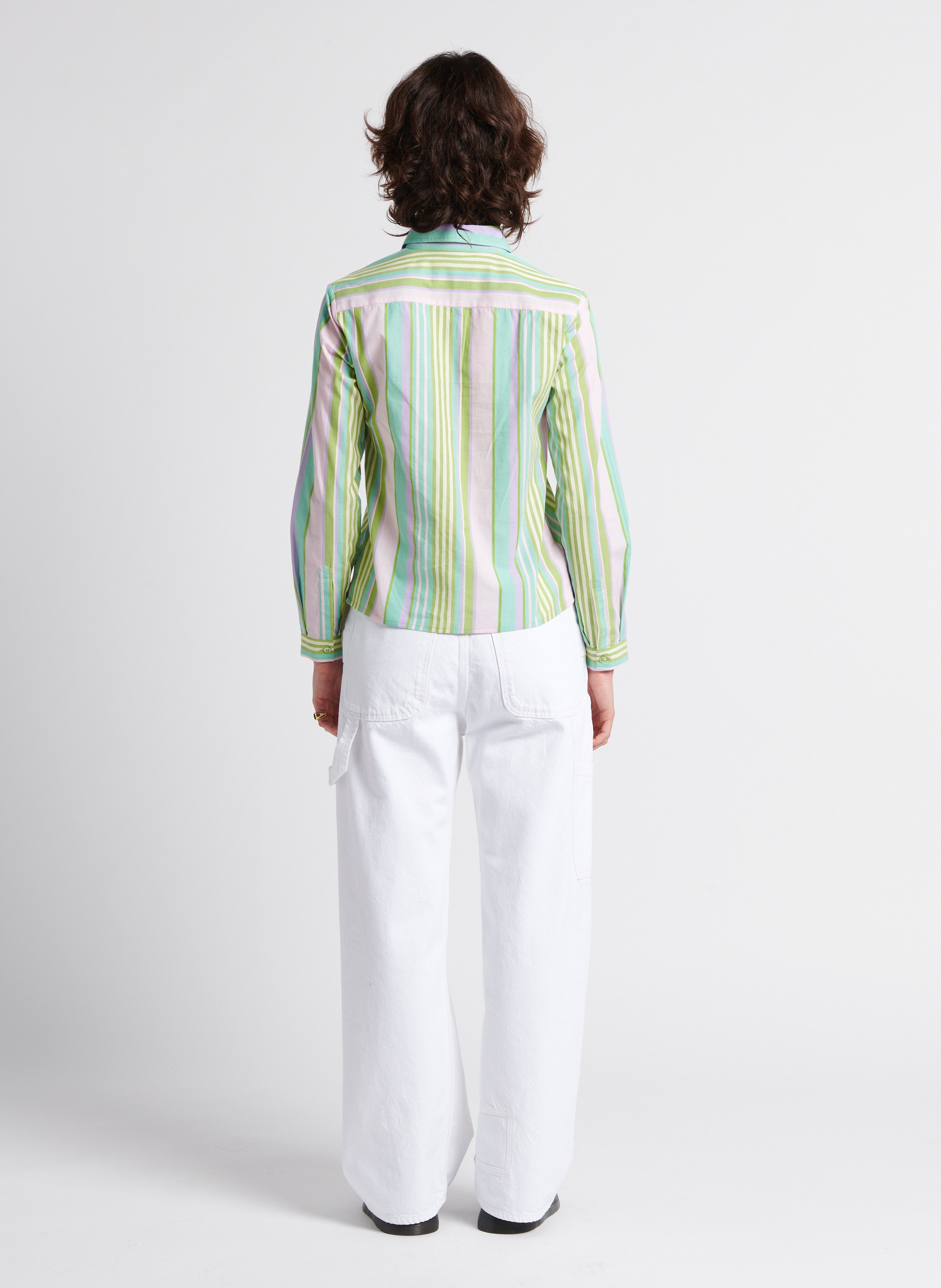 Camisa de algodón a rayas con cuello clásico LAURENCE BRAS Azul