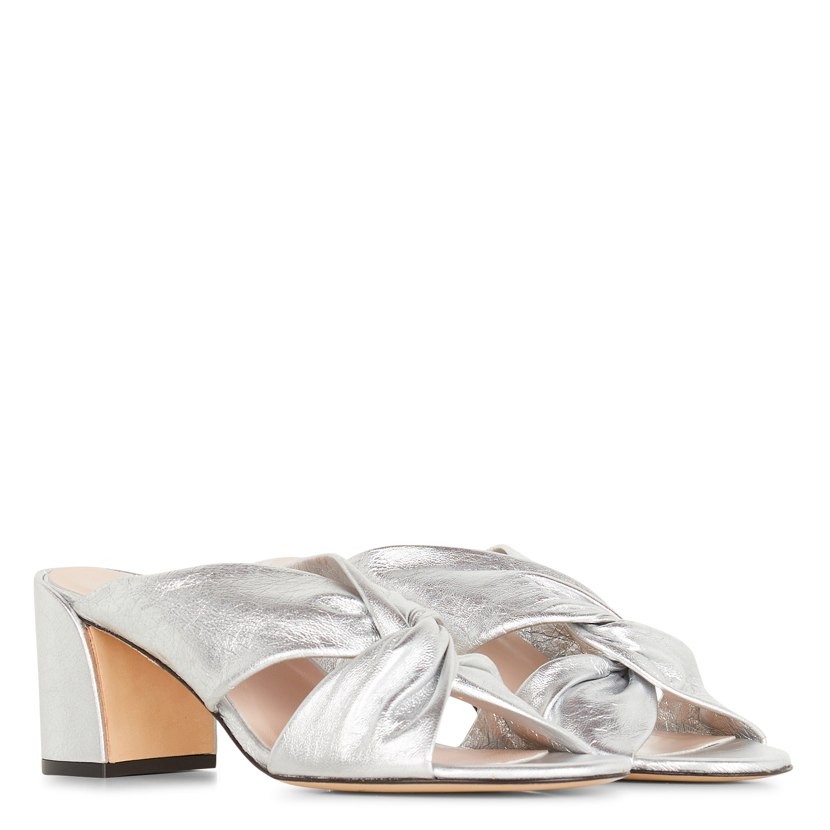 Heeled leather mules MI/MAI Silver