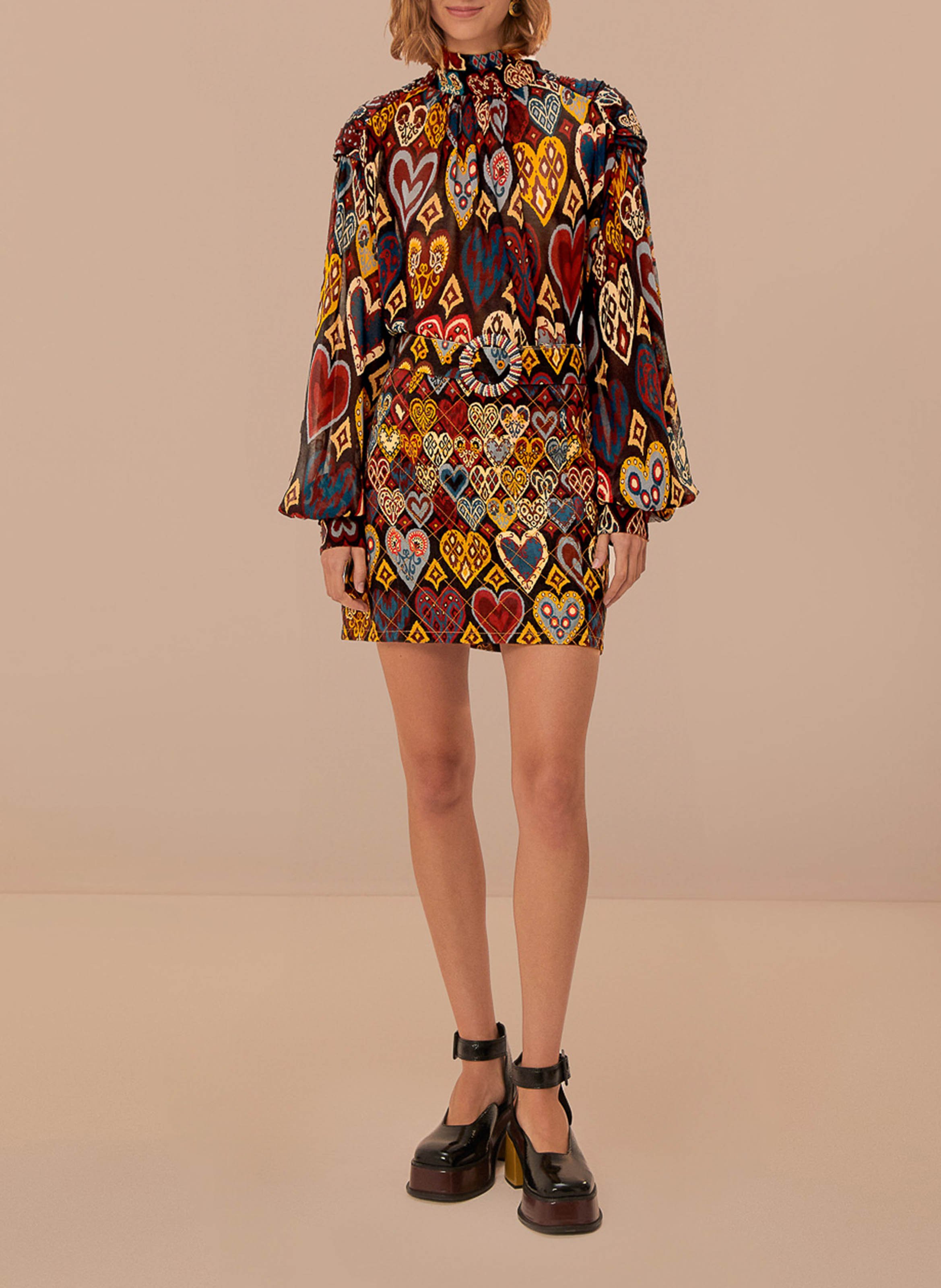 Heart Print Skirt FARM RIO Multicolored