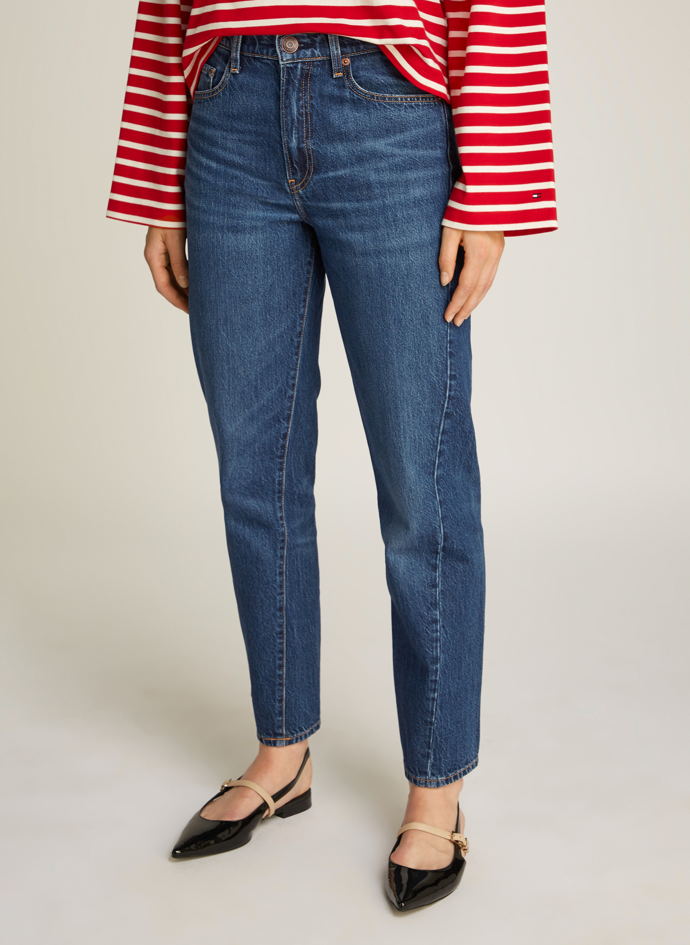 Jean droit en coton mélangé TOMMY HILFIGER Bleu