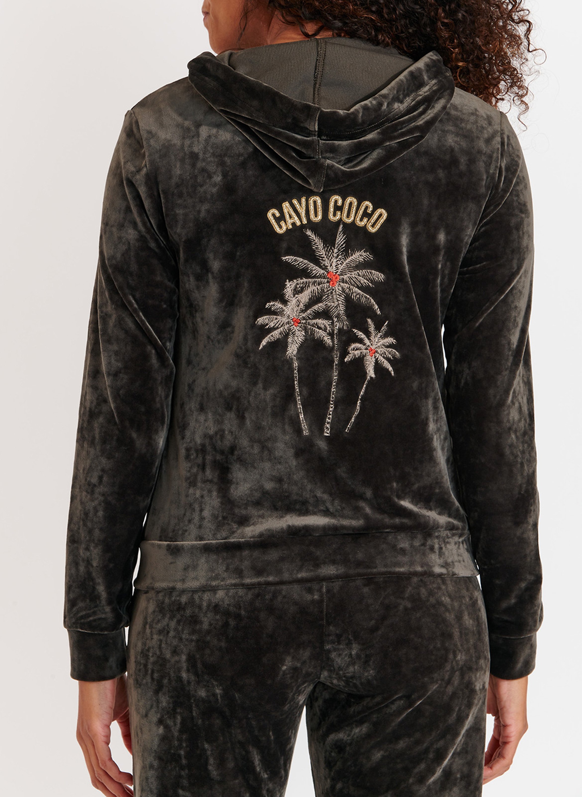 Gilet à capuche droit en velours BANANA MOON Gris