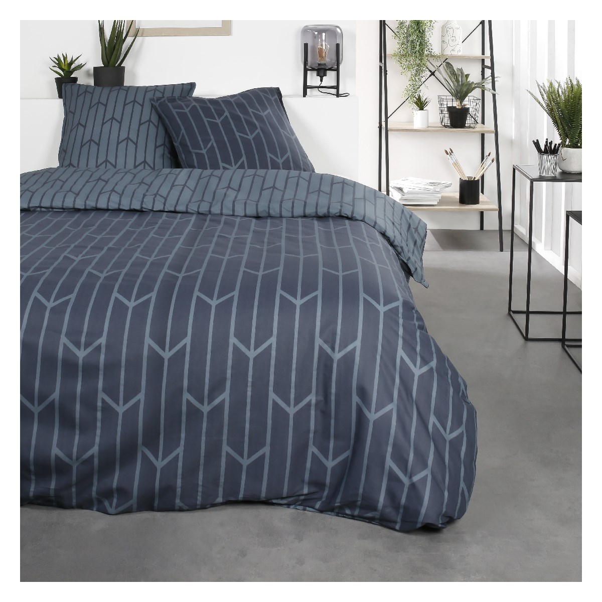 Printed cotton bedding set TODAY LINGE DE MAISON Blue