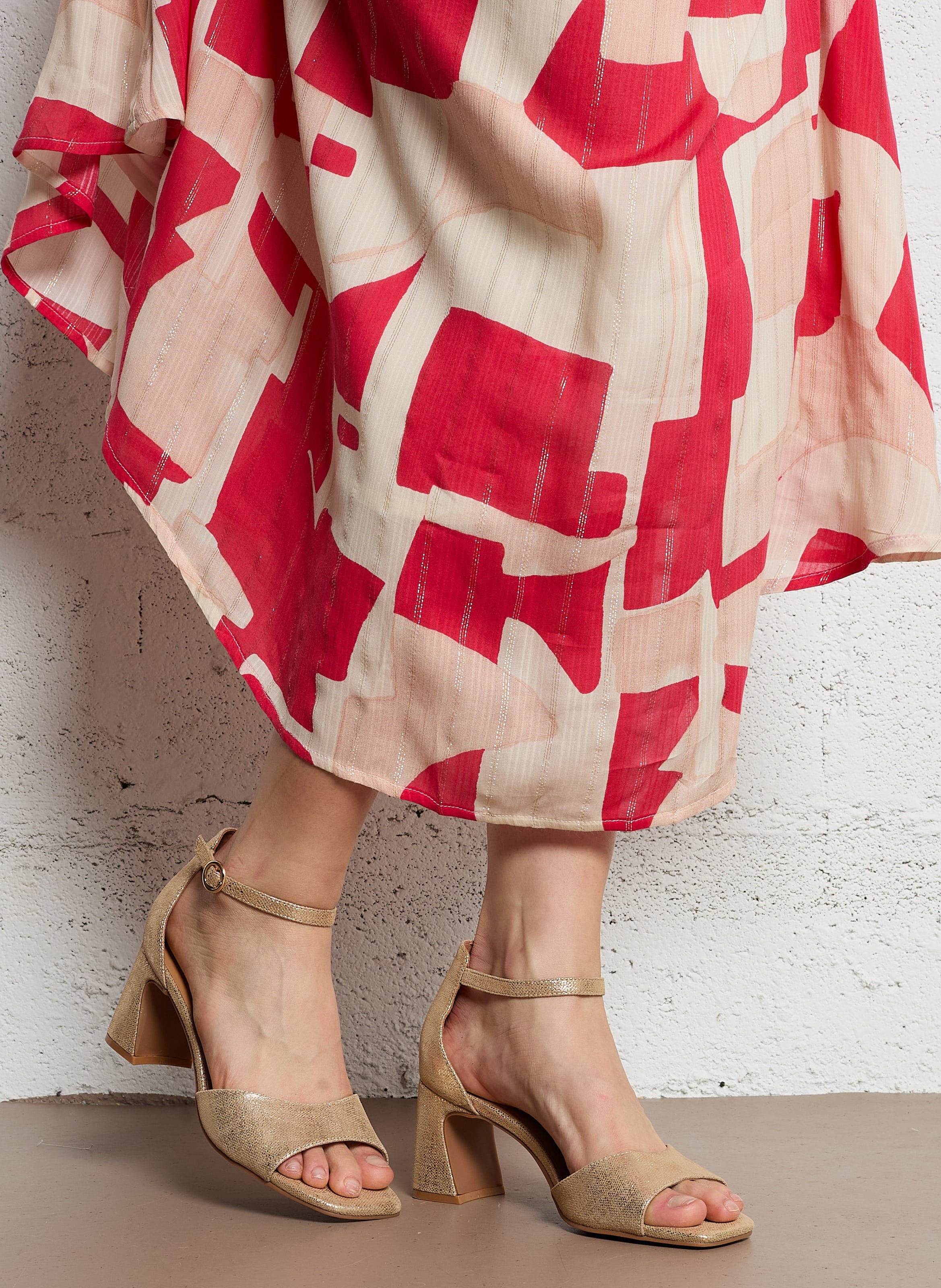 Sandales à talon en cuir métallisé BOCAGE Doré