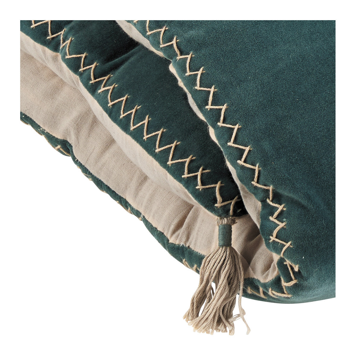 Matteo cotton and linen velvet futon - 180 x 80 cm - petrol BLANC D'IVOIRE Grey