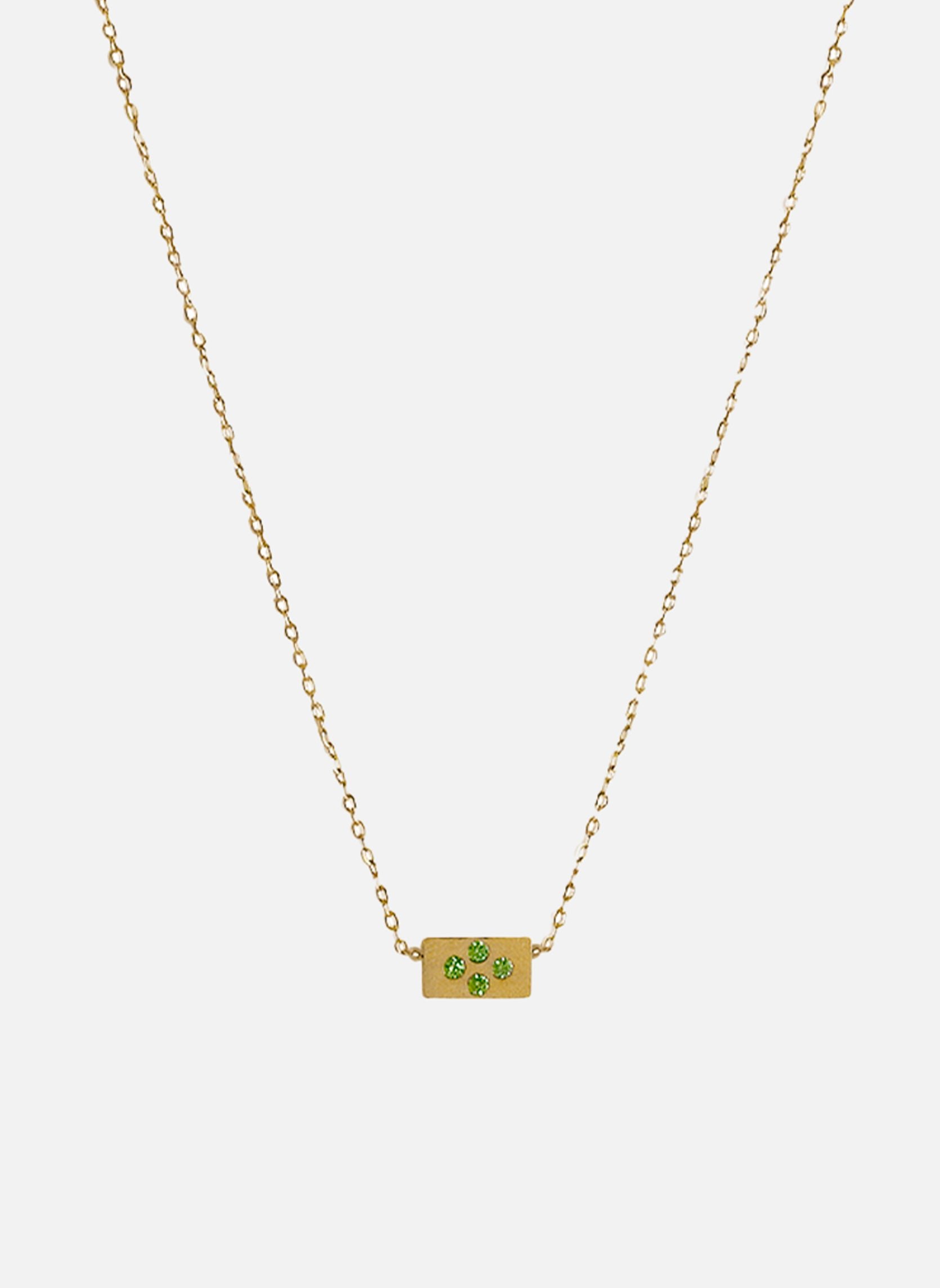 Braided chain necklace BOREE Oxyde de zirconium vert