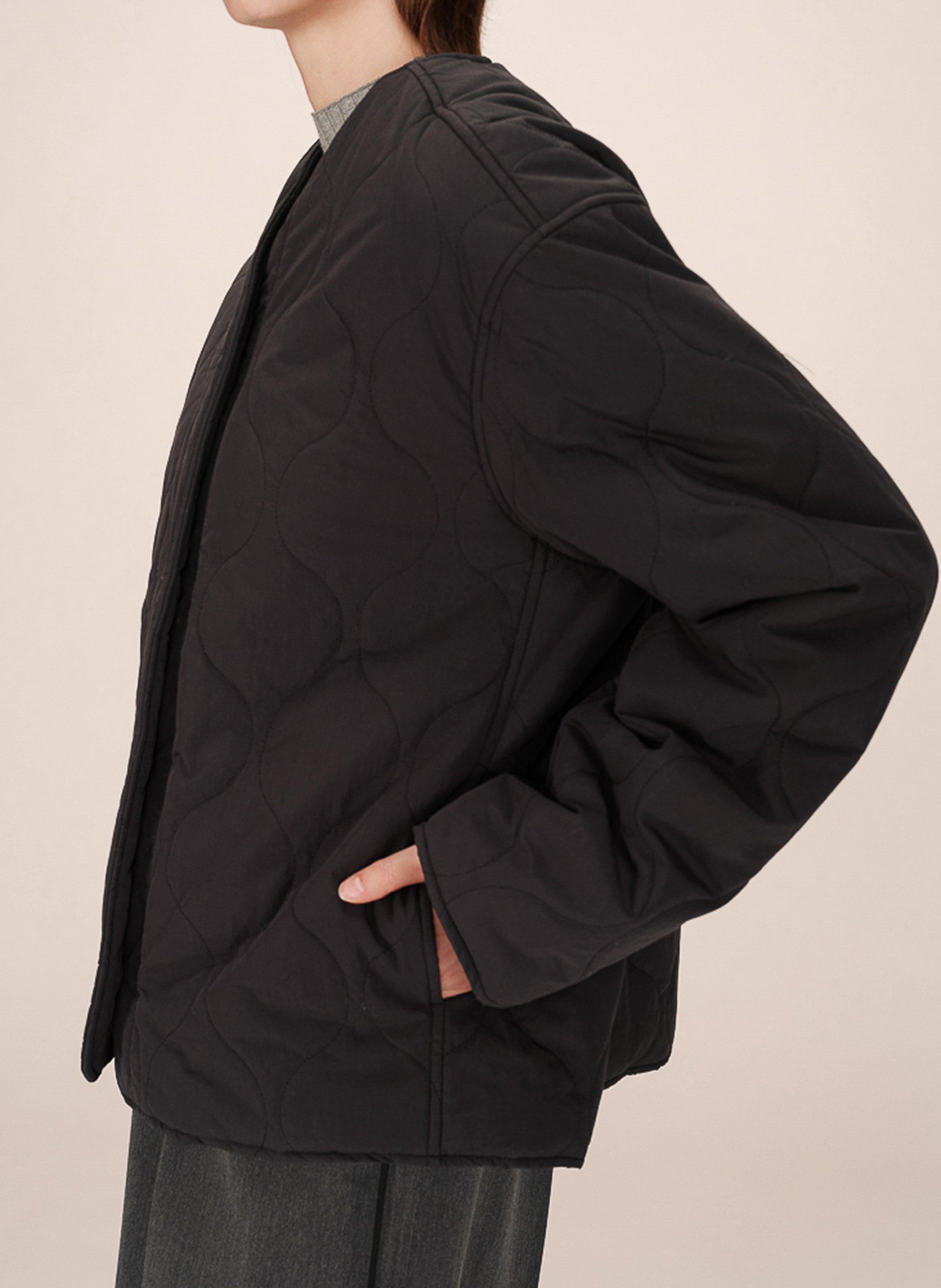 Doudoune col v  GRACE ET MILA Noir