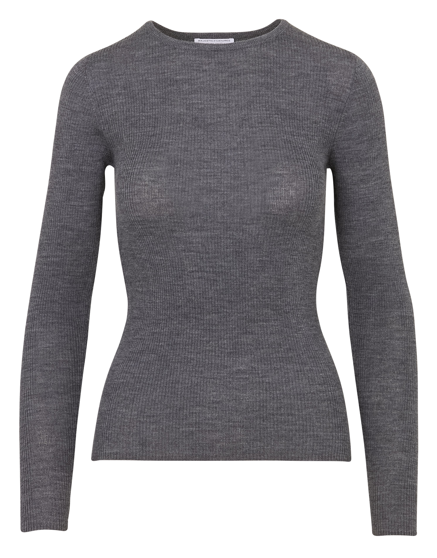 Top col rond en laine MAJESTIC FILATURES Gris